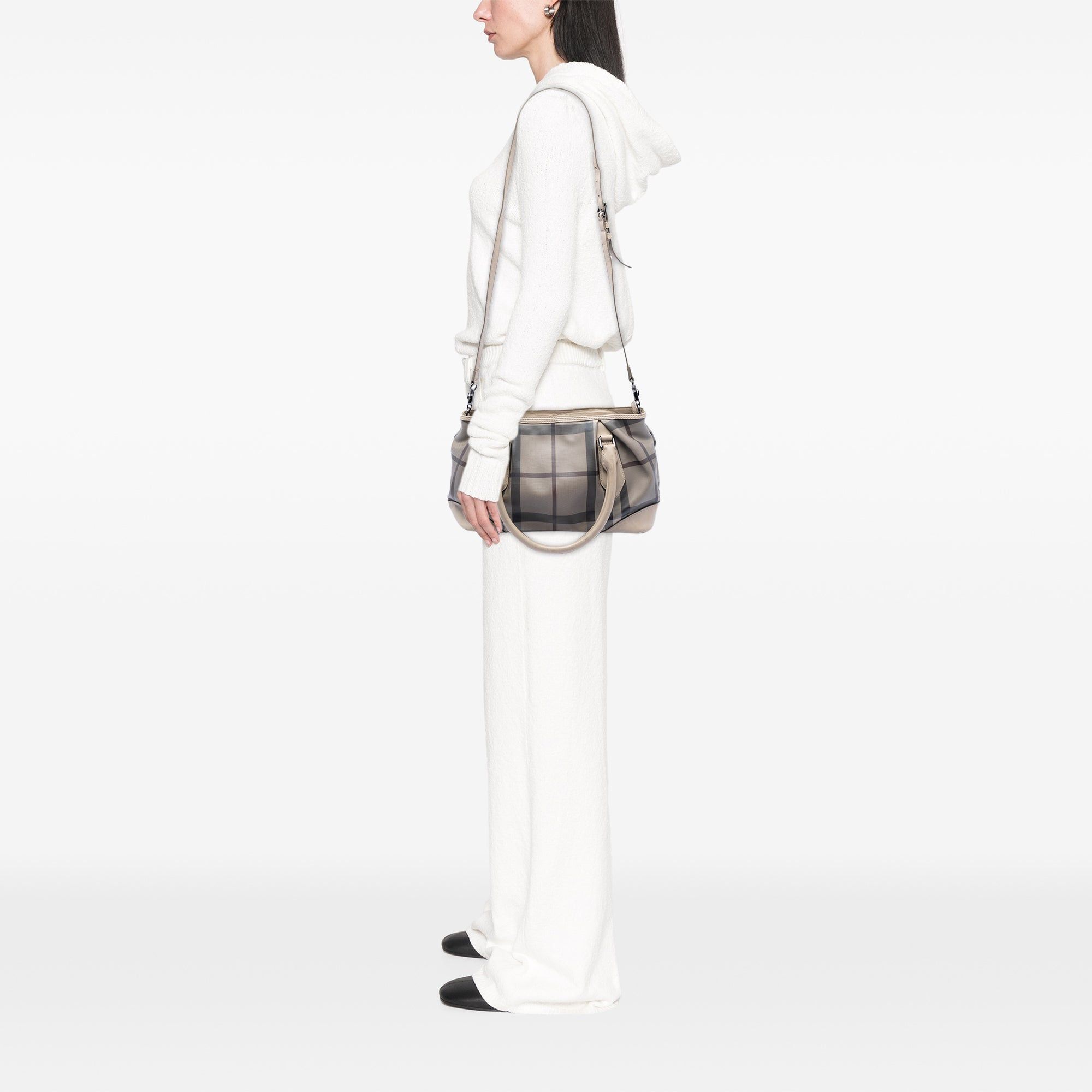Burberry Smoke Check Coated Canvas Heathcliff Satchel Size ONE SIZE - 7 Thumbnail