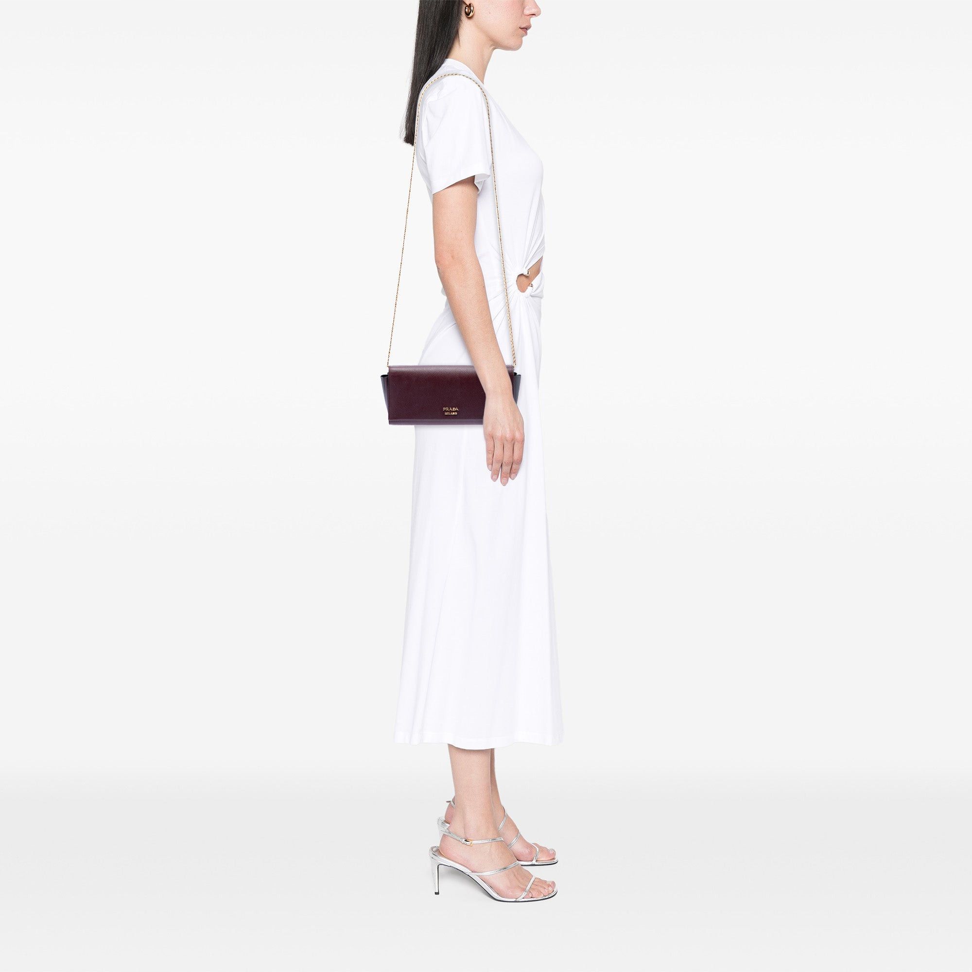 Prada Saffiano and City Calf Bibliotheque Clutch with Chain Size ONE SIZE - 6 Thumbnail