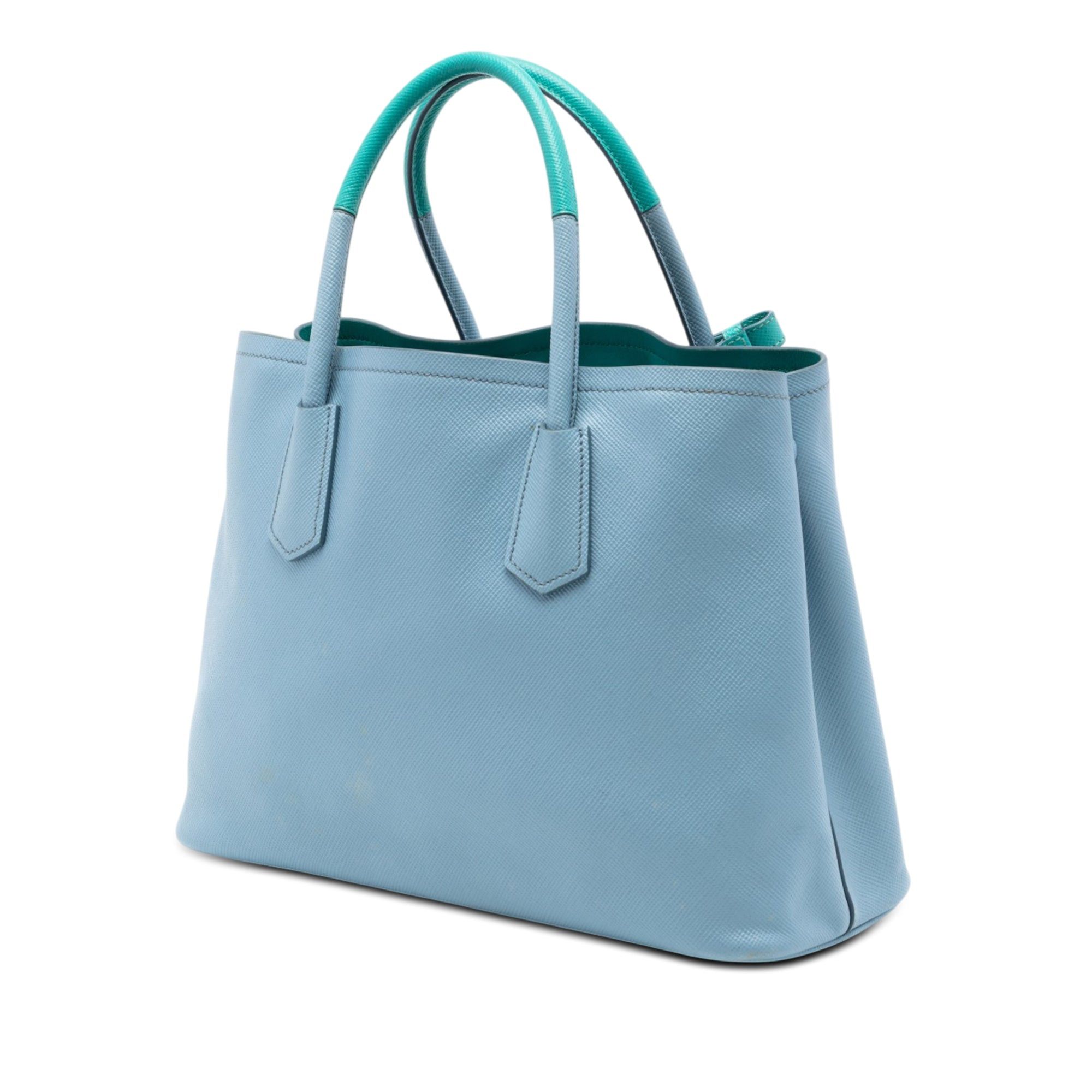 Prada Medium Bicolor Saffiano Cuir Double Satchel Size ONE SIZE - 2 Thumbnail