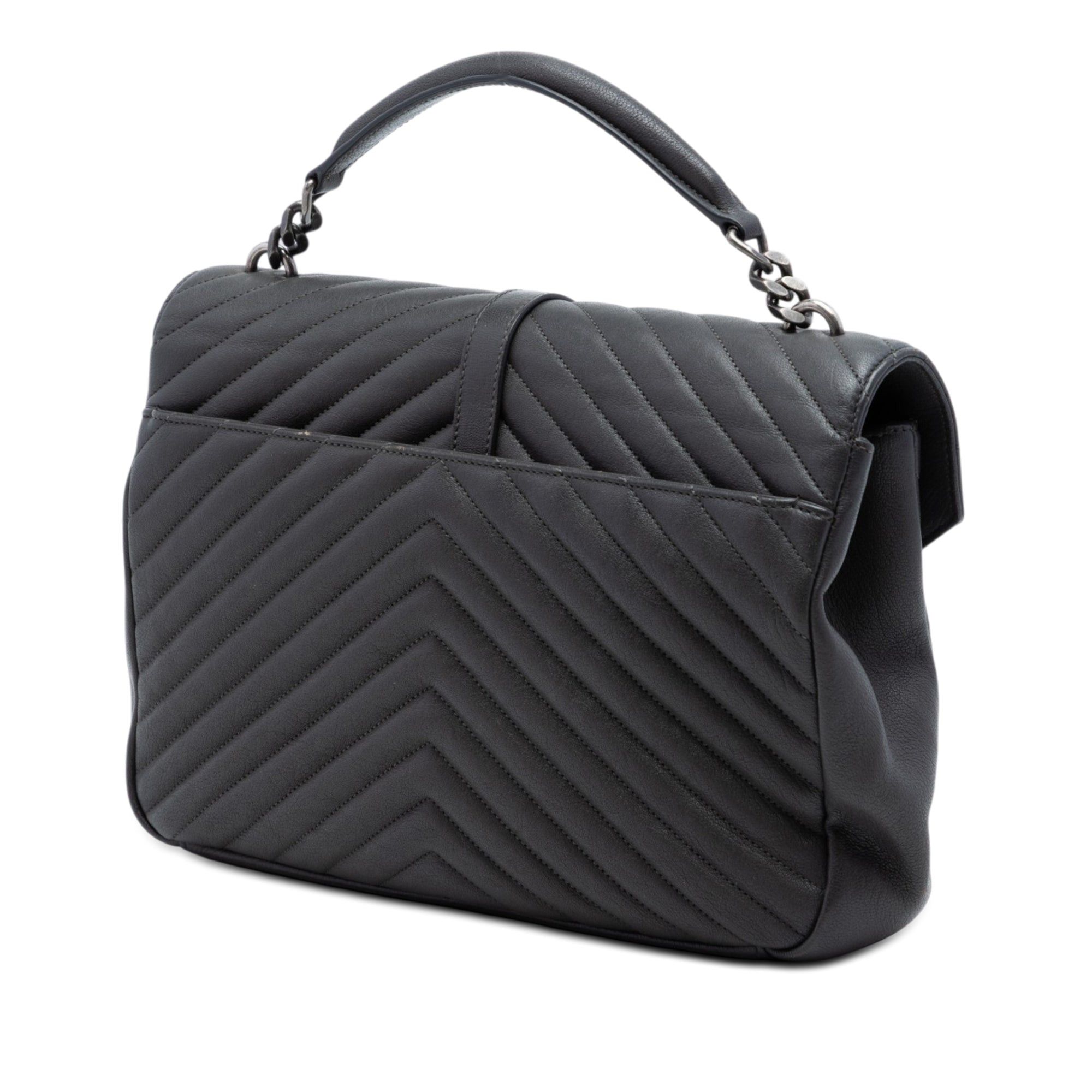 Saint Laurent Paris Large Chevron Sheepskin Monogram College Satchel Size ONE SIZE - 2 Thumbnail
