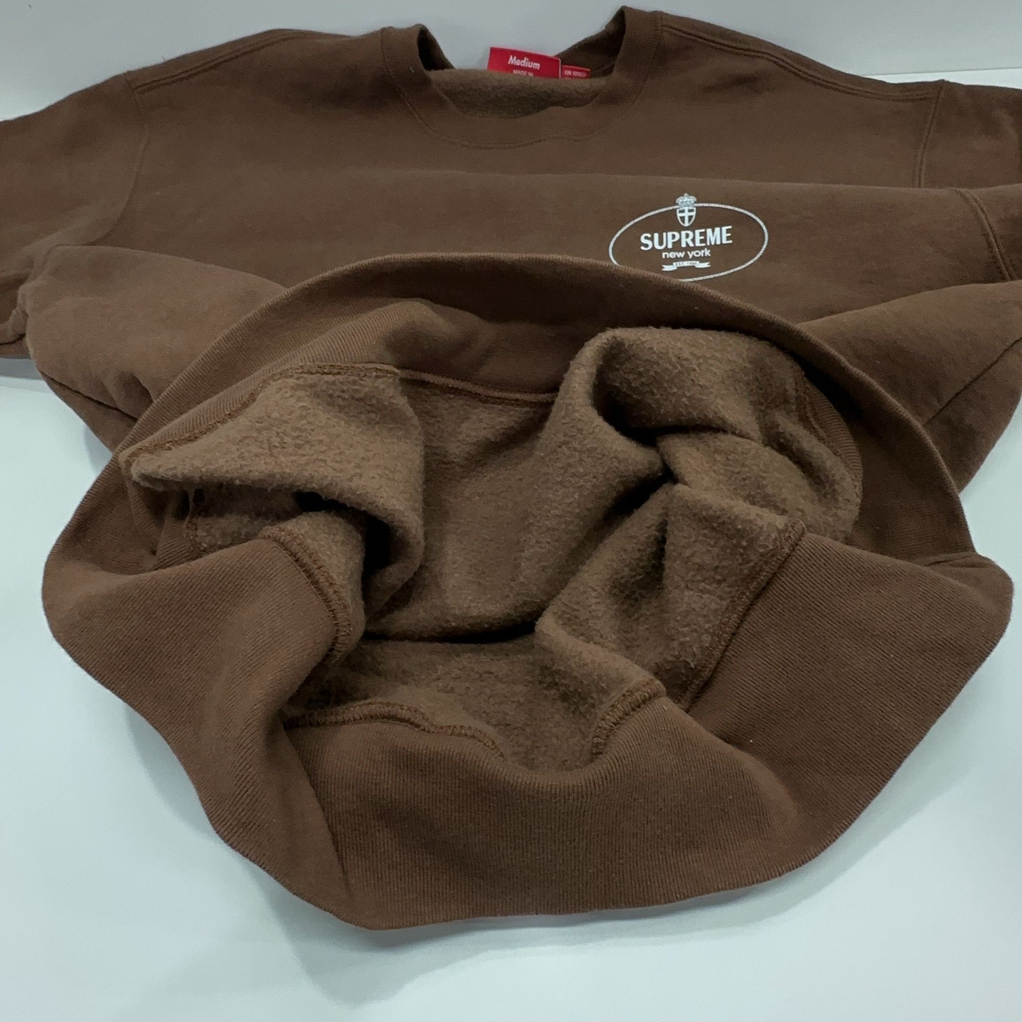 Supreme Supreme Emblem Crewneck Sweatshirt Brown Size M Size US M / EU 48-50 / 2 - 8 Thumbnail