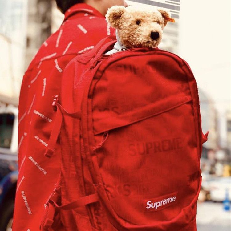 Supreme Supreme Jacquard Logo Backpack Red ONE SIZE Size ONE SIZE - 9 Thumbnail