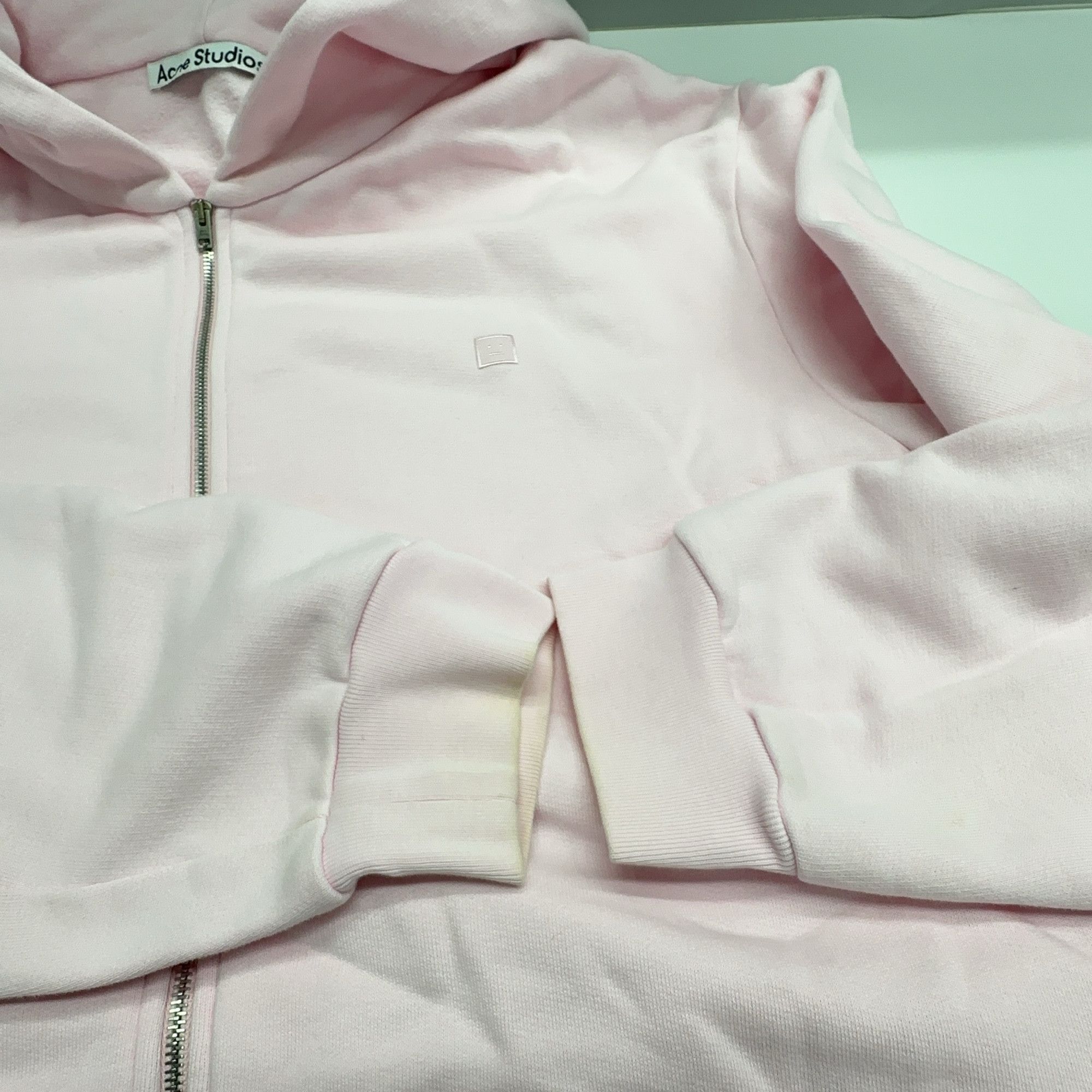 Acne Studios Acne Studios Face Patch Zip-Up Hoodie Pink Size L Size US L / EU 52-54 / 3 - 7 Thumbnail