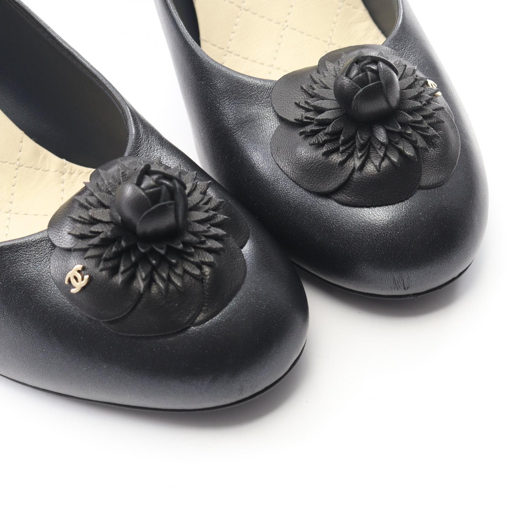 Chanel Chanel CHANEL Camellia Coco Mark Lambskin Pumps Leather Shoes DUTY FREE for USA Size ONE SIZE - 7 Thumbnail