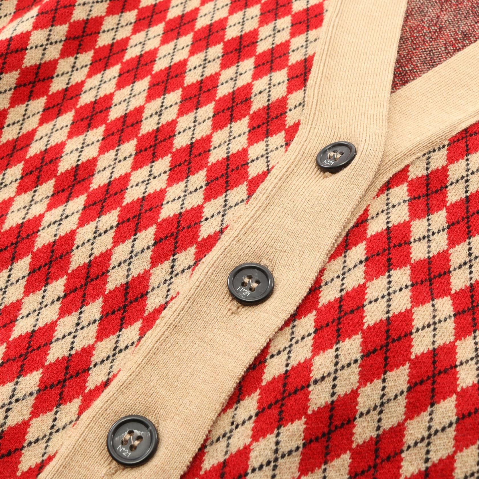 Other Other N21 Argyle Wool Cardigan Textile Tops C25IN280A0137088 DUTY FREE for USA Size ONE SIZE - 5 Thumbnail