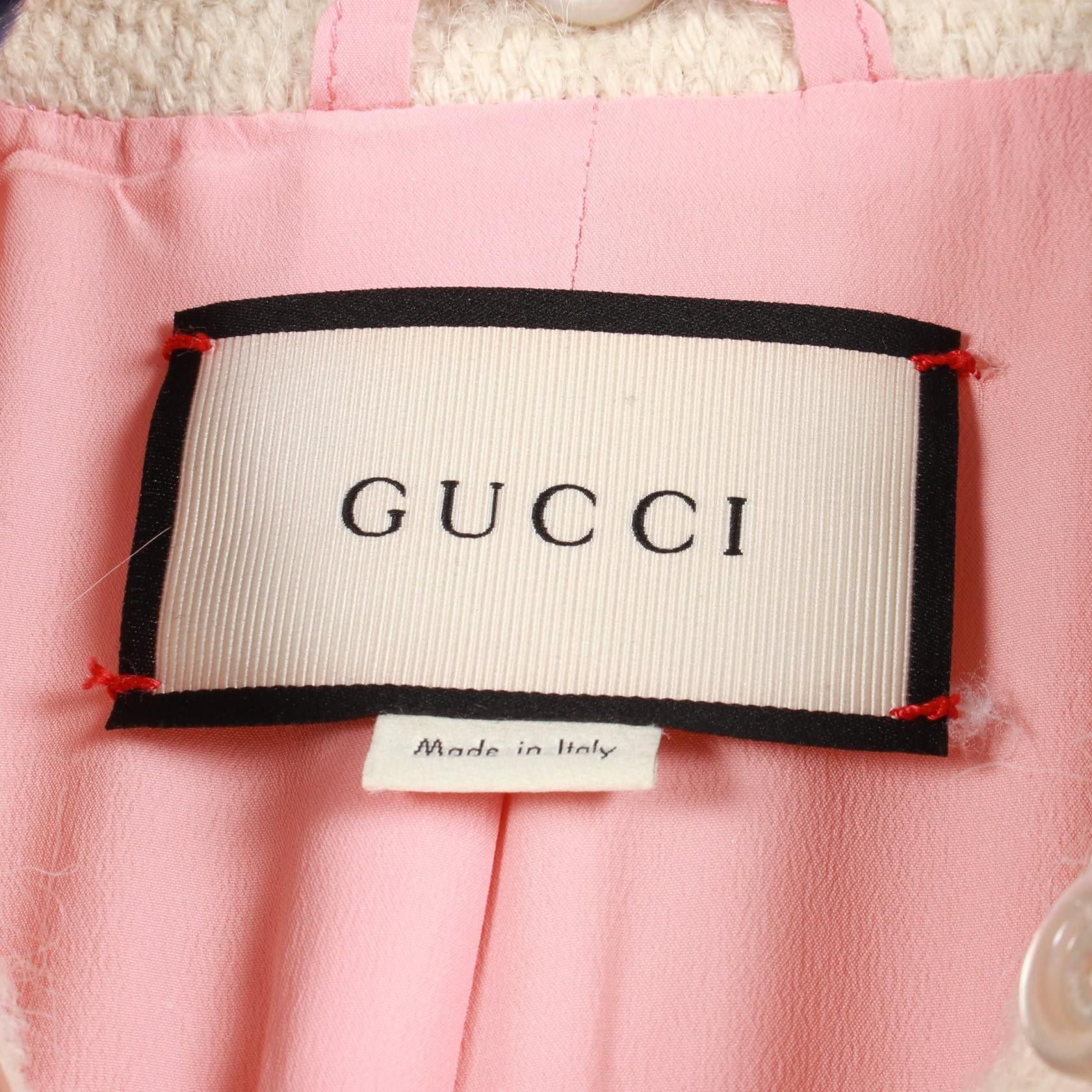 Gucci Gucci Gucci GG Button Cotton Mohair Alpaca Coat Textile Outerwear 438459 DUTY FREE for USA Size ONE SIZE - 3 Thumbnail
