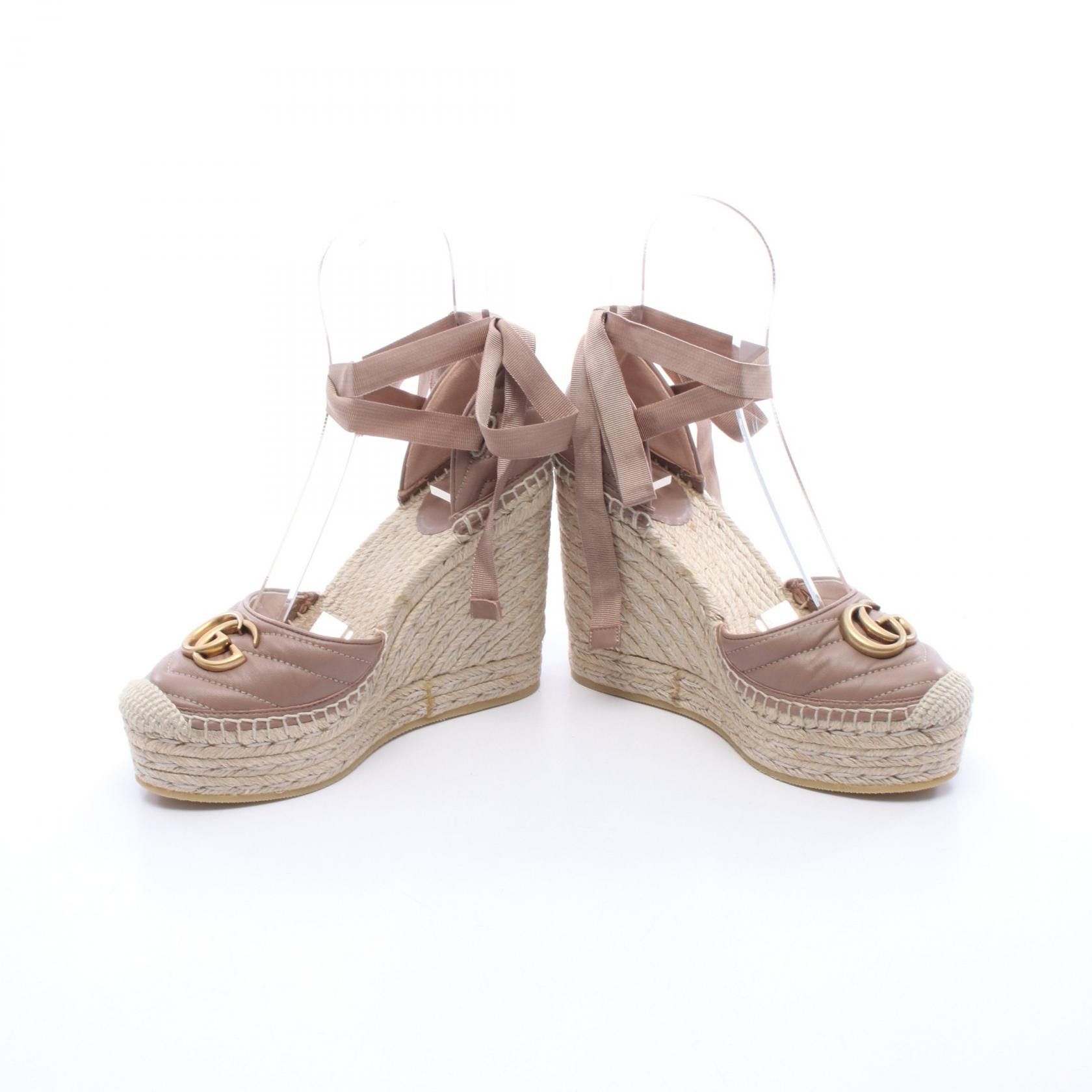 Gucci Gucci Gucci GG Marmont leather wedge espadrille sandals Leather Shoes 573023 DUTY FREE for USA Size ONE SIZE - 3 Thumbnail