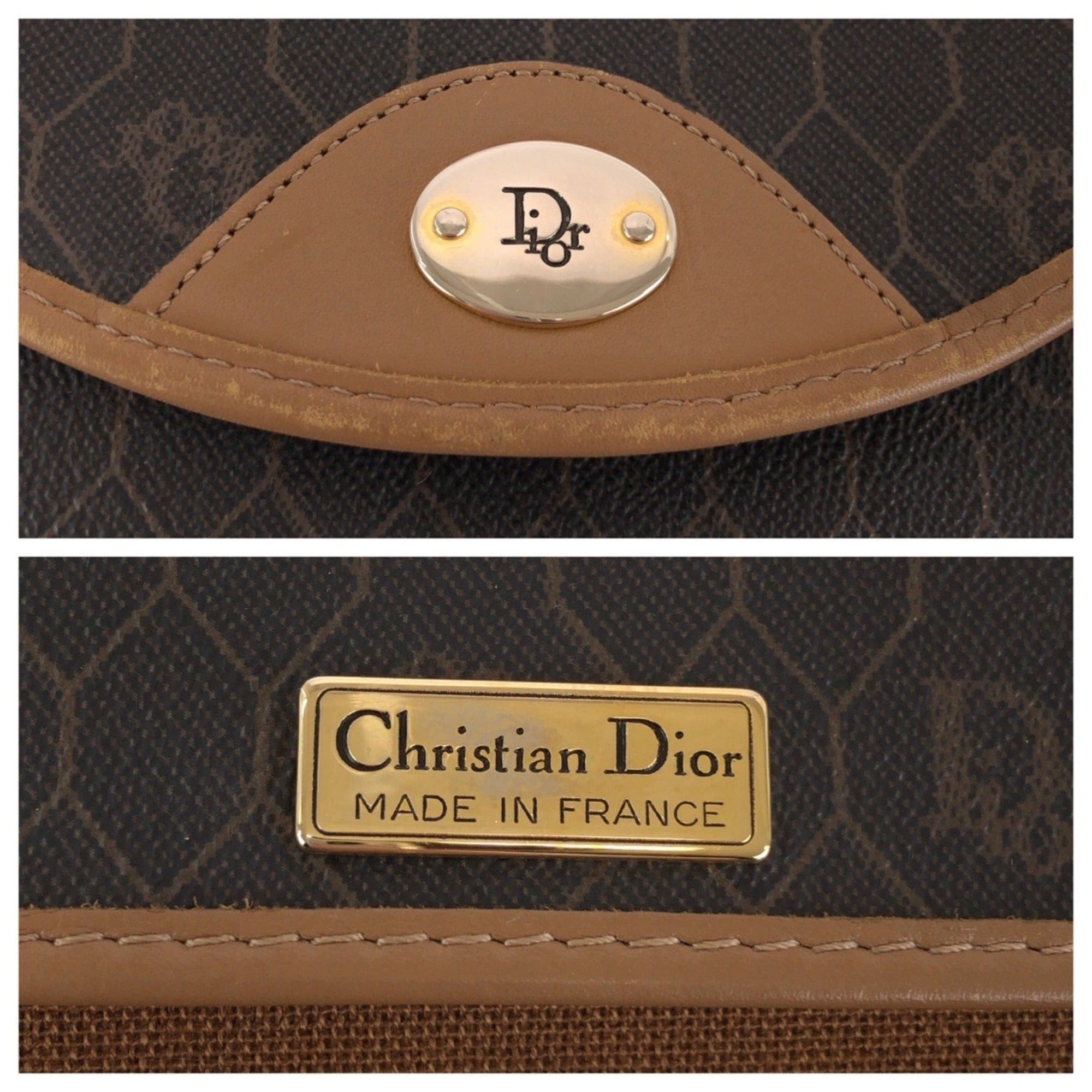 Dior Christian Dior Vintage Honeycomb Pattern Brown Beige Gold Hardware Shoulder Bag Pouch for Women Size ONE SIZE - 4 Thumbnail