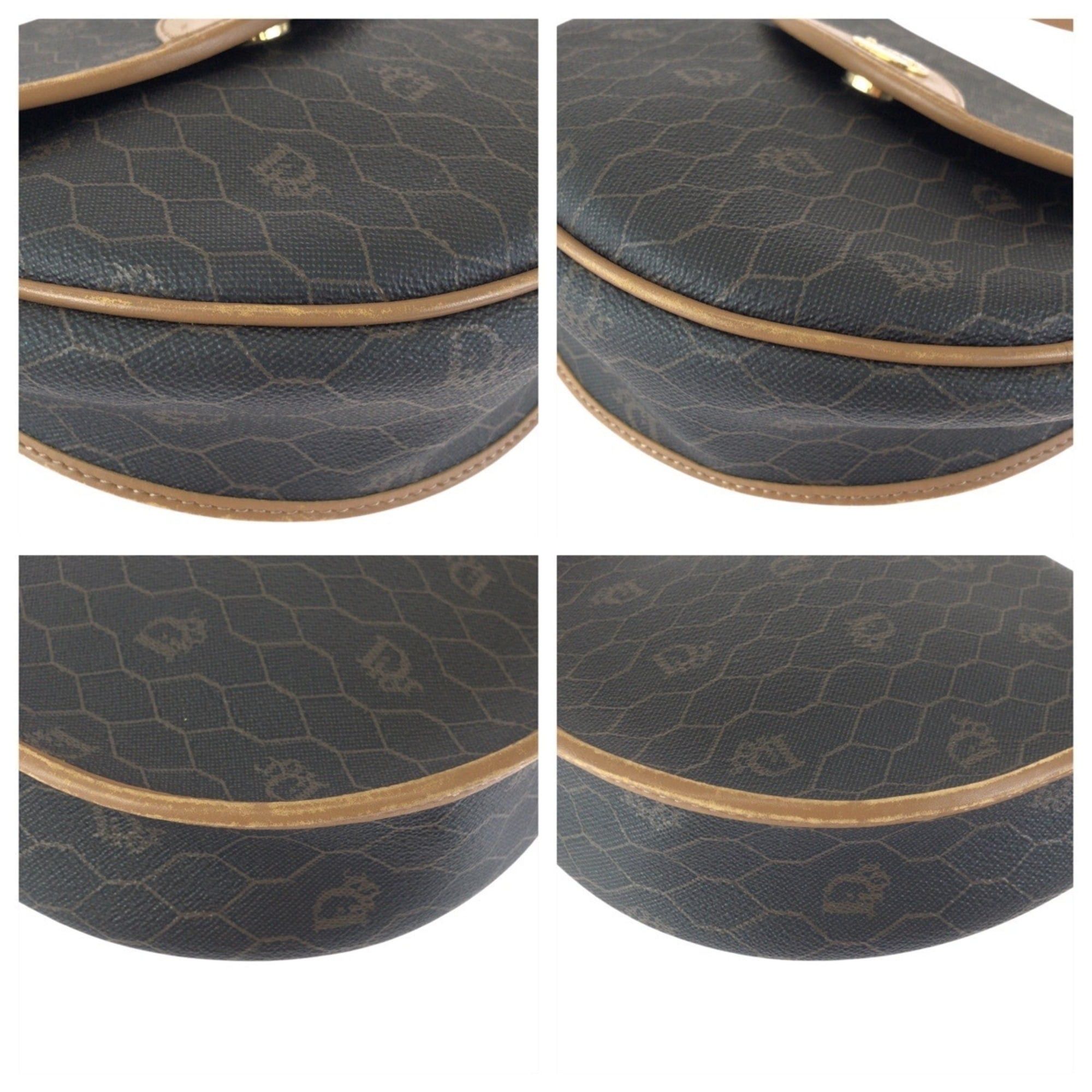 Dior Christian Dior Vintage Honeycomb Pattern Brown Beige Gold Hardware Shoulder Bag Pouch for Women Size ONE SIZE - 3 Thumbnail