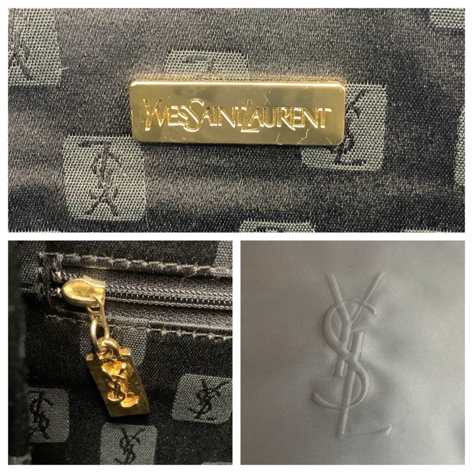 Yves Saint Laurent YVES SAINT LAURENT (YSL) Navy Nylon Tote Bag/Shoulder Bag with Gold Hardware for Women Size ONE SIZE - 3 Thumbnail