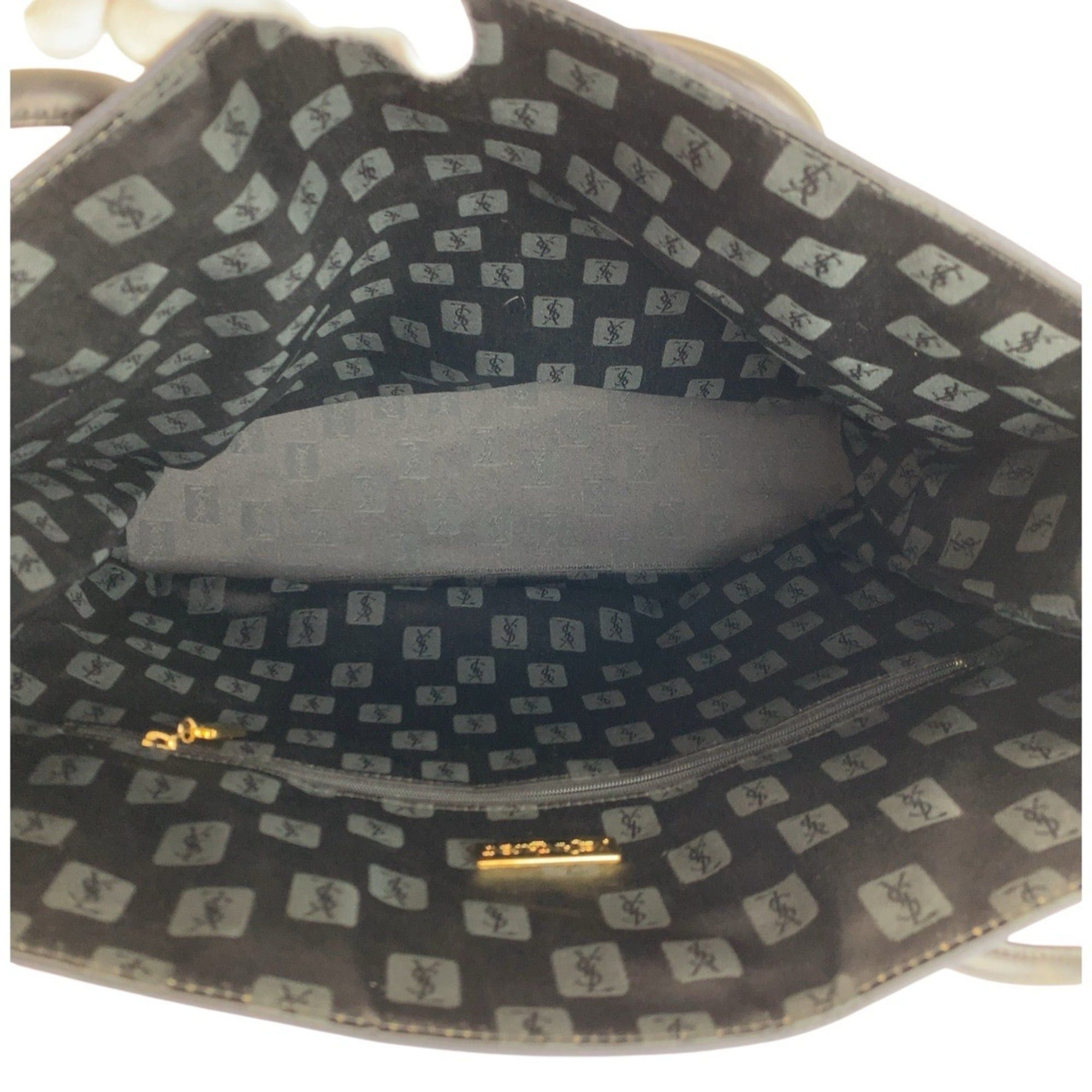 Yves Saint Laurent YVES SAINT LAURENT (YSL) Navy Nylon Tote Bag/Shoulder Bag with Gold Hardware for Women Size ONE SIZE - 8 Thumbnail