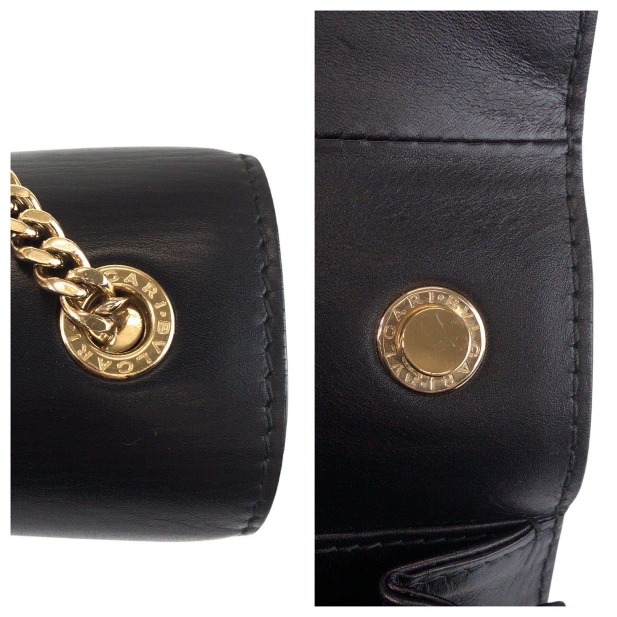 Bvlgari BVLGARI Bulgari Black Leather Plastic Chain Shoulder Bag Pouch for Women (39858) Size ONE SIZE - 5 Thumbnail