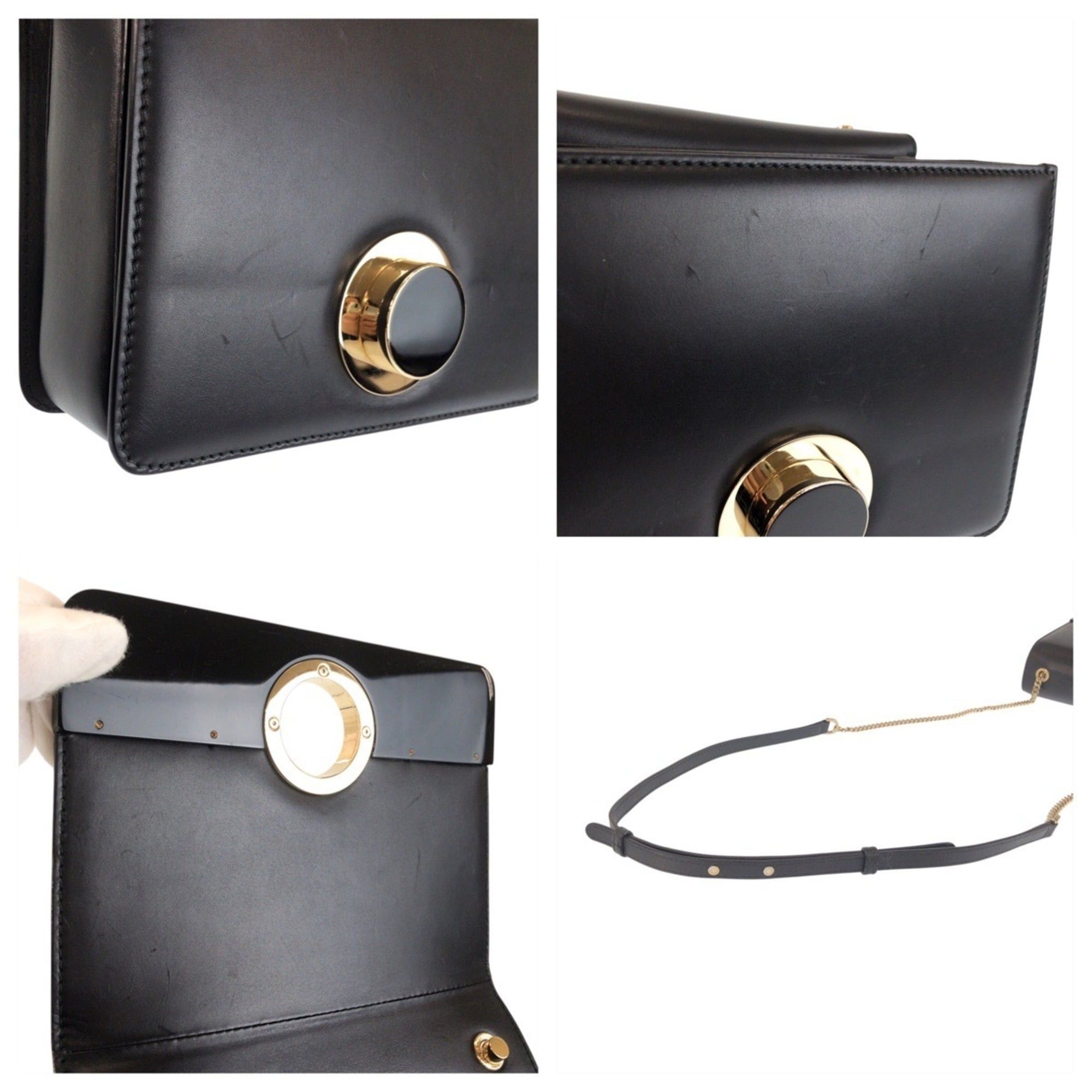 Bvlgari BVLGARI Bulgari Black Leather Plastic Chain Shoulder Bag Pouch for Women (39858) Size ONE SIZE - 6 Thumbnail