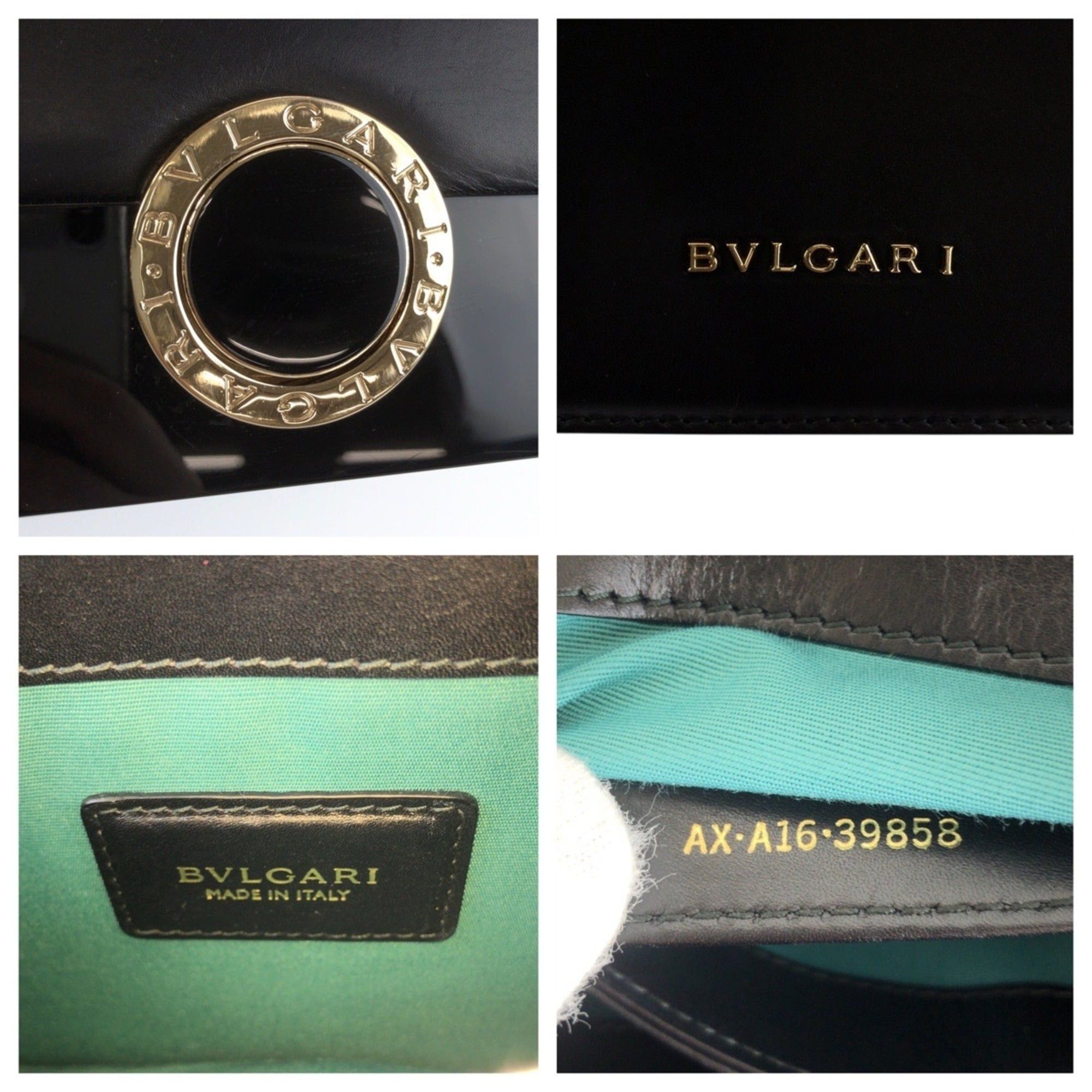 Bvlgari BVLGARI Bulgari Black Leather Plastic Chain Shoulder Bag Pouch for Women (39858) Size ONE SIZE - 4 Thumbnail