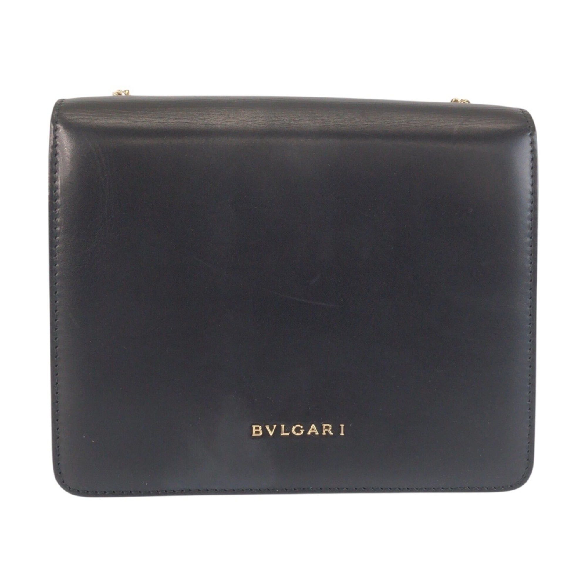 Bvlgari BVLGARI Bulgari Black Leather Plastic Chain Shoulder Bag Pouch for Women (39858) Size ONE SIZE - 2 Thumbnail