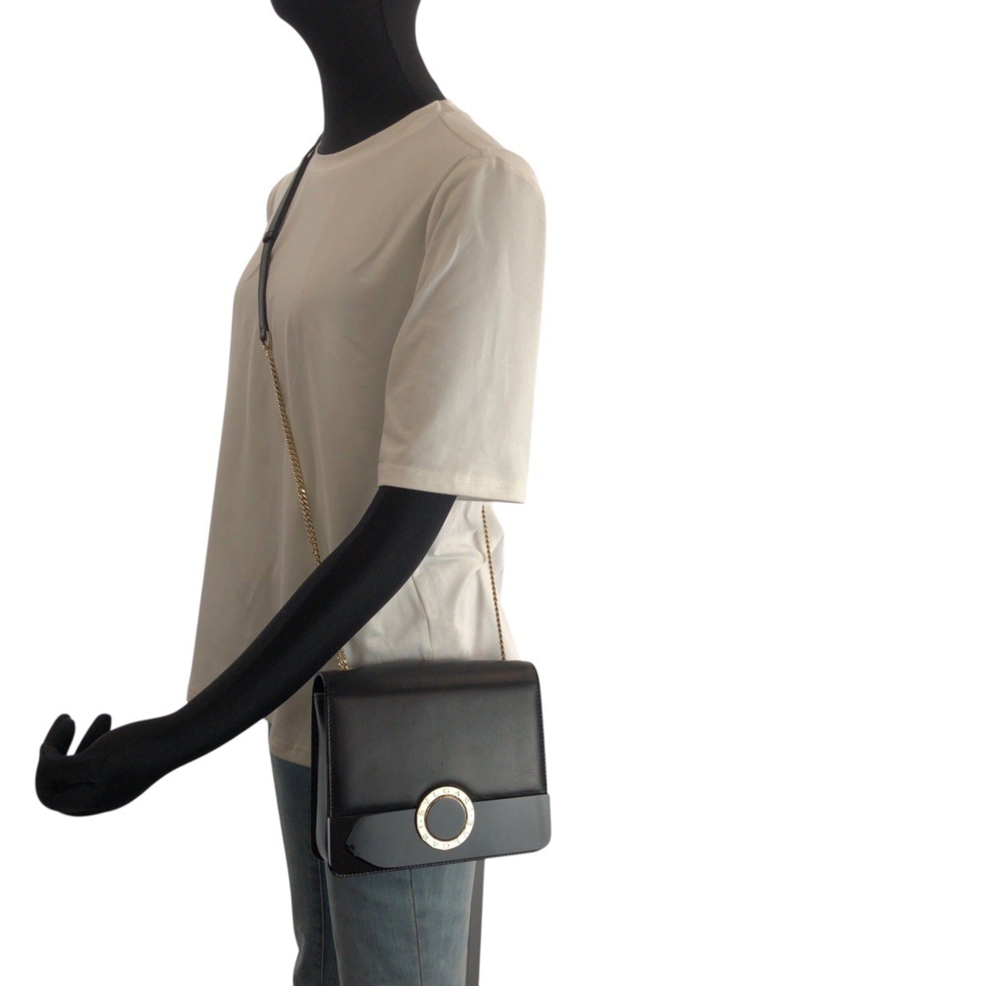 Bvlgari BVLGARI Bulgari Black Leather Plastic Chain Shoulder Bag Pouch for Women (39858) Size ONE SIZE - 7 Thumbnail