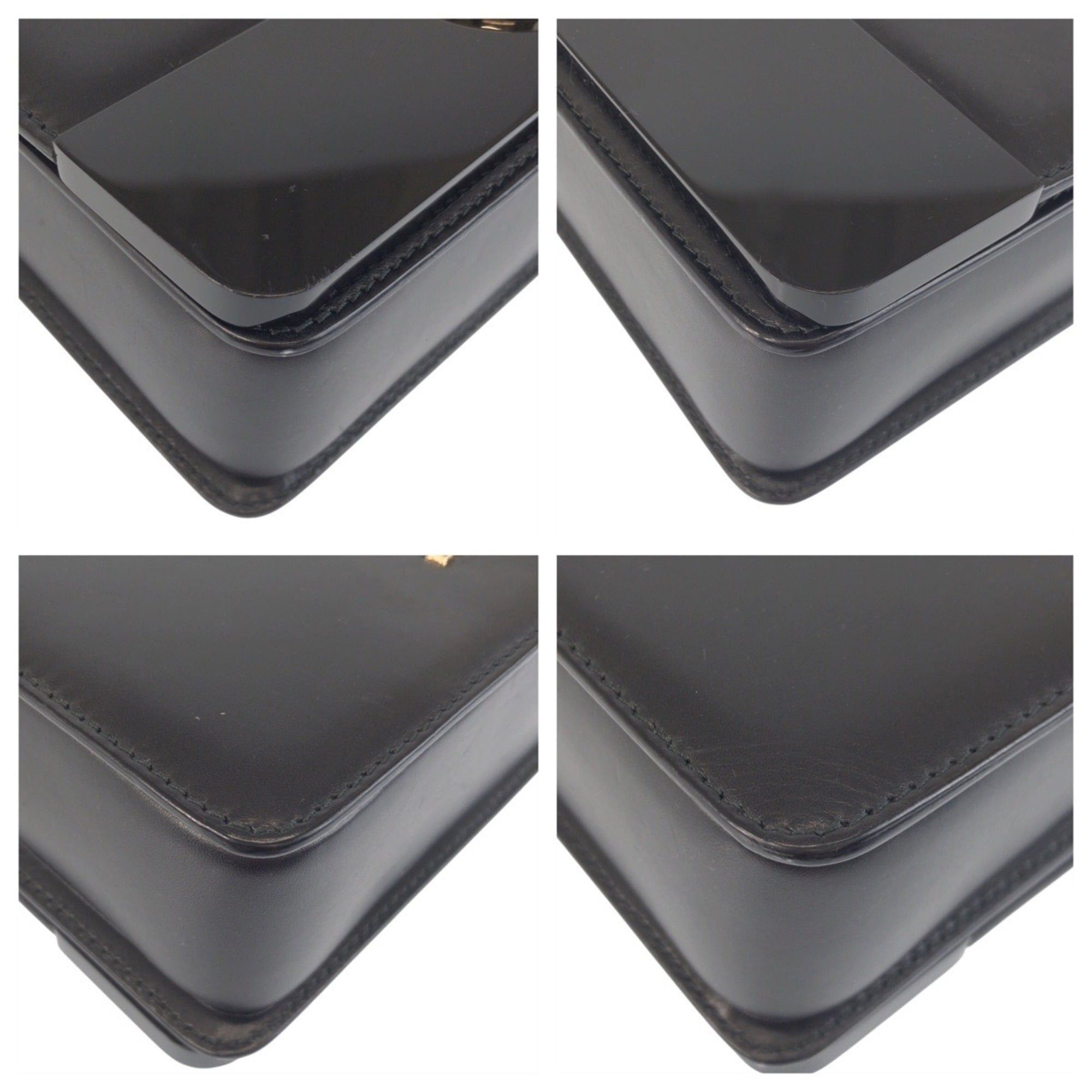 Bvlgari BVLGARI Bulgari Black Leather Plastic Chain Shoulder Bag Pouch for Women (39858) Size ONE SIZE - 3 Thumbnail