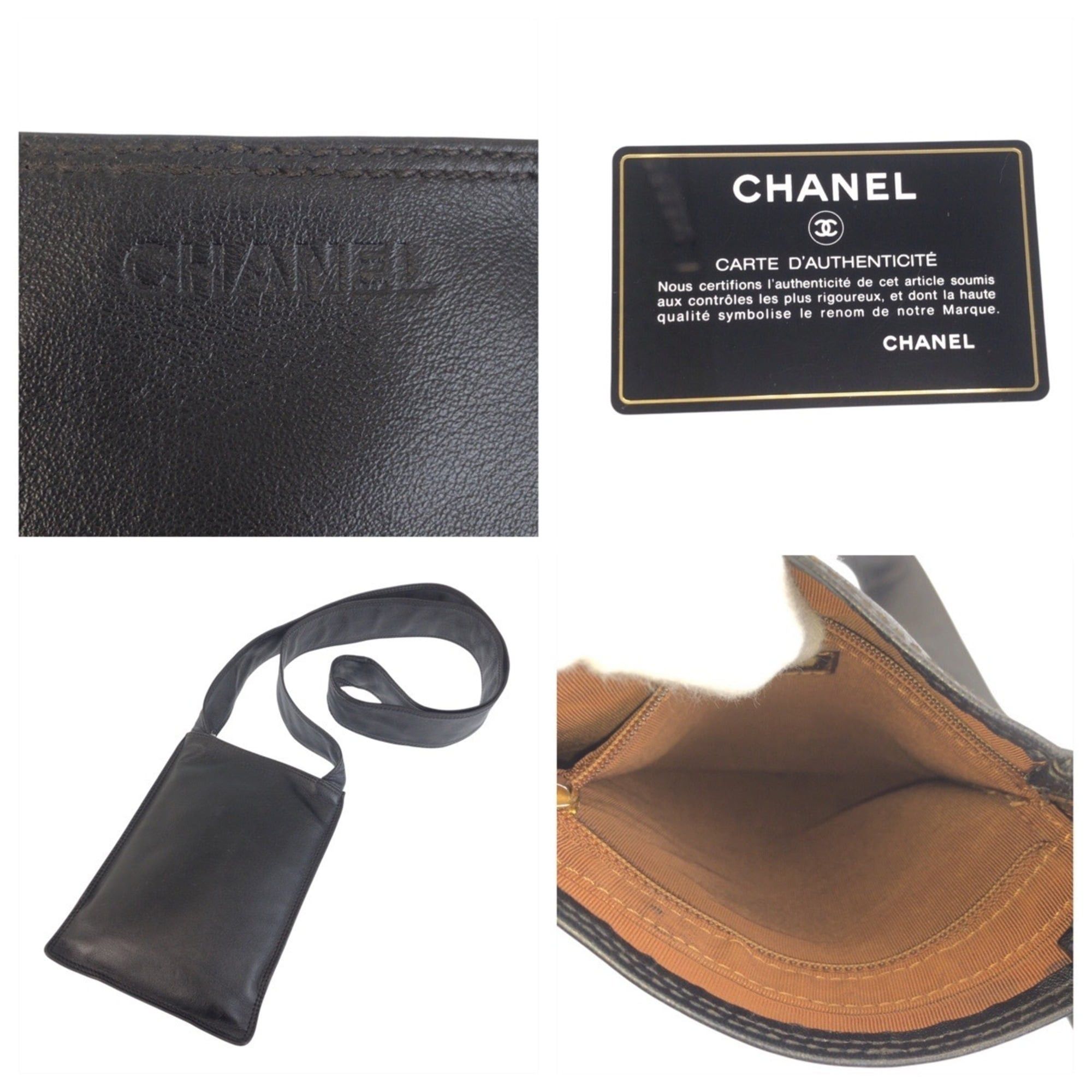 Chanel CHANEL Vintage Black Leather Shoulder Bag/Pouch with Gold Hardware for Women Size ONE SIZE - 5 Thumbnail