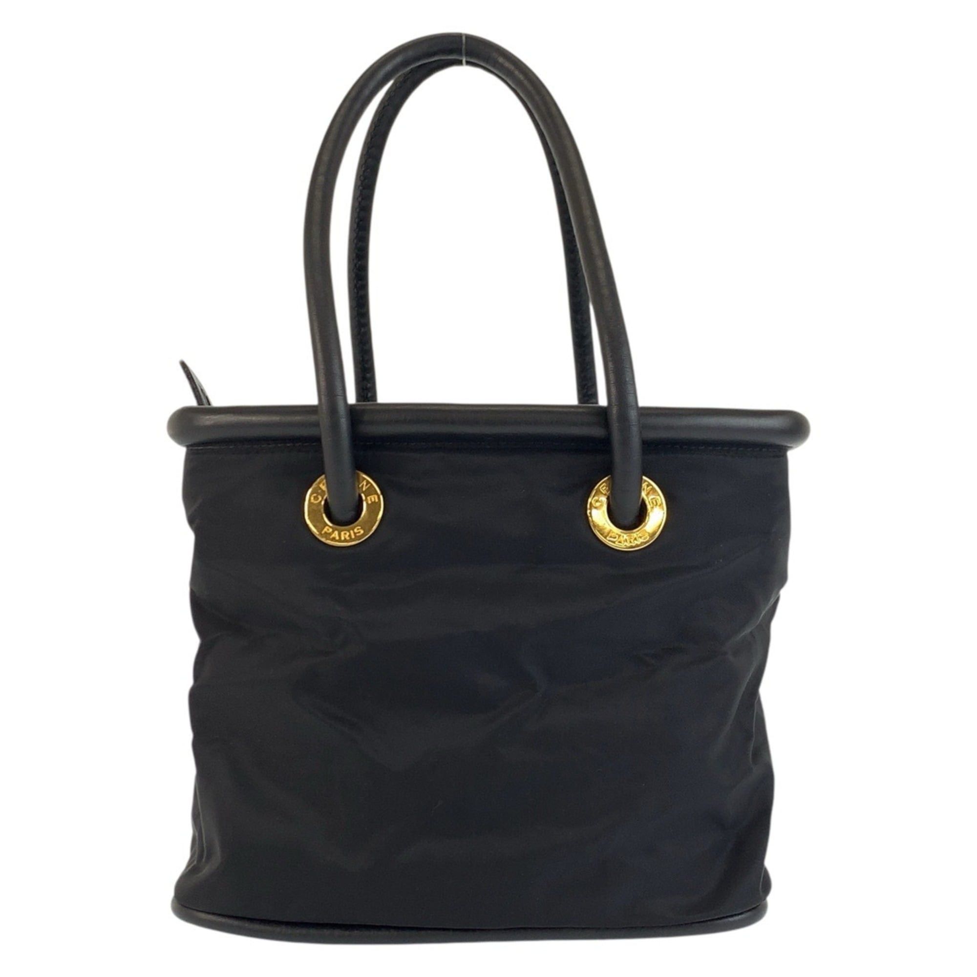 Celine CELINE Vintage Circle Logo Black Nylon Leather TO5 1 Handbag Tote Bag for Women Size ONE SIZE - 2 Thumbnail