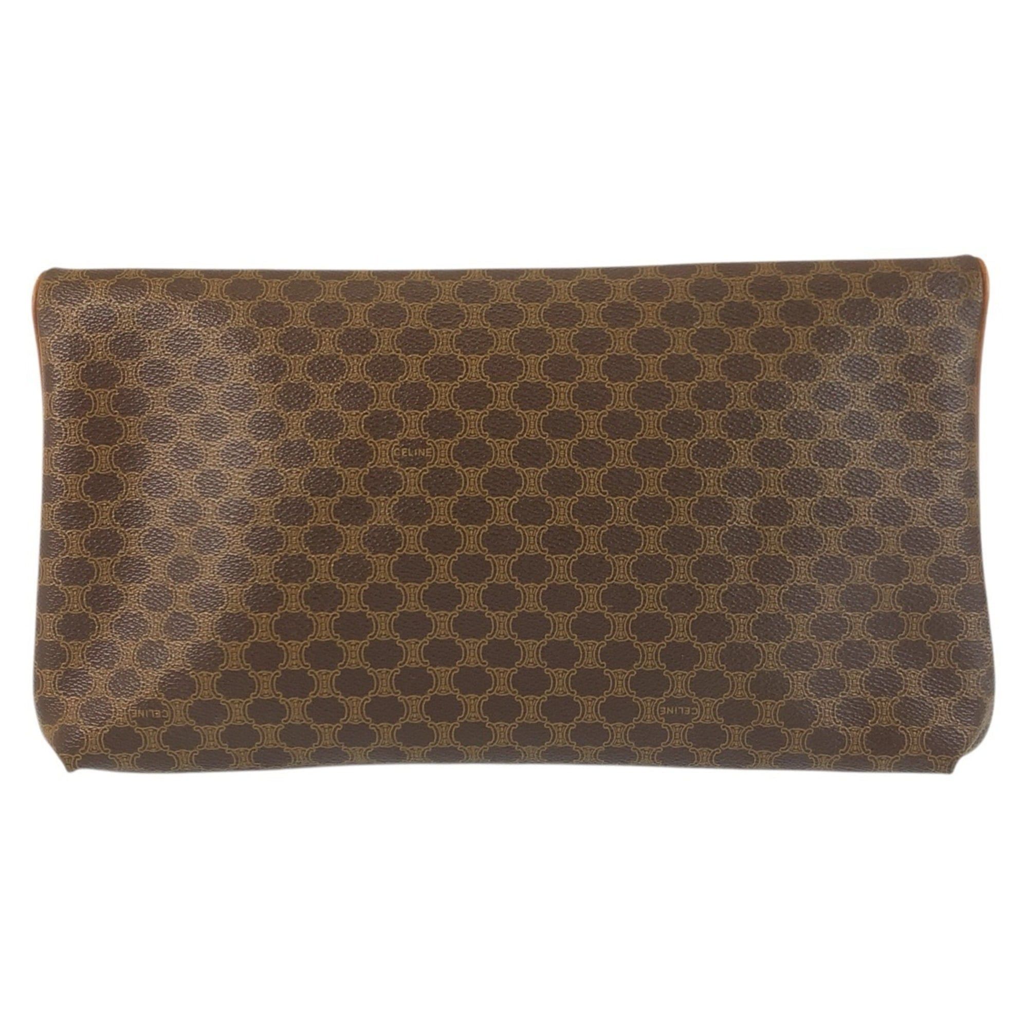 Celine CELINE Vintage Macadam Brown Gold Hardware MO6 Clutch Bag Handbag Pouch for Women Size ONE SIZE - 2 Thumbnail
