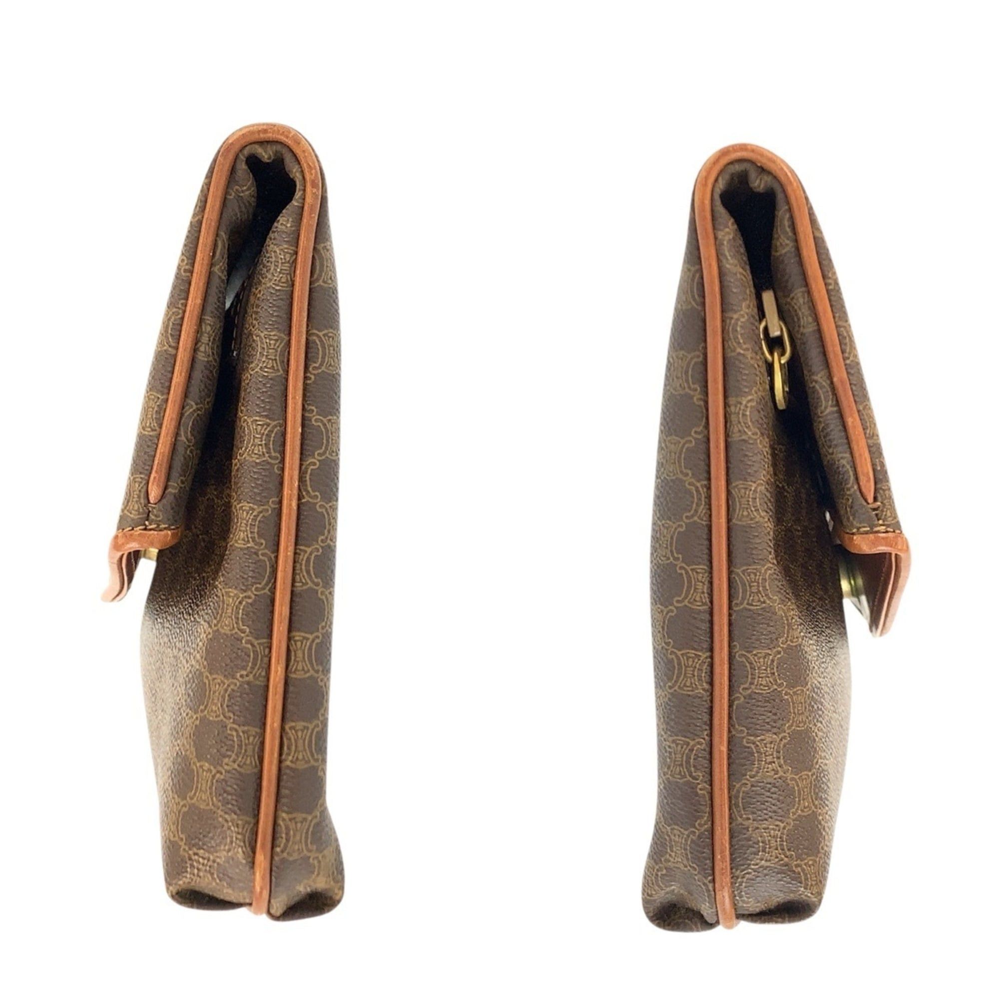 Celine CELINE Vintage Macadam Brown Gold Hardware MO6 Clutch Bag Handbag Pouch for Women Size ONE SIZE - 8 Thumbnail