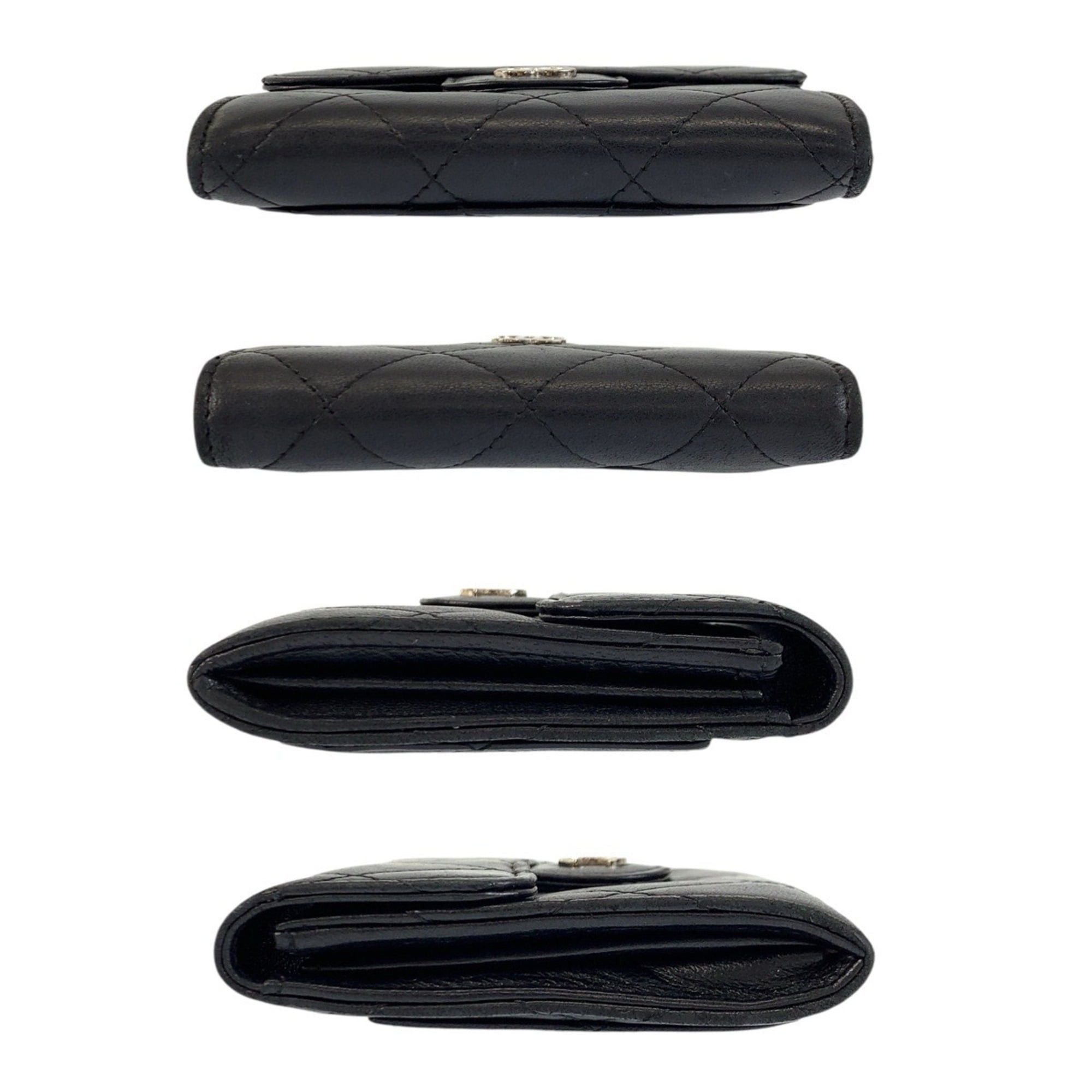 Chanel CHANEL Matelassé Black Leather Wallet/Coin Purse with Silver Hardware - Women's Size ONE SIZE - 10 Thumbnail
