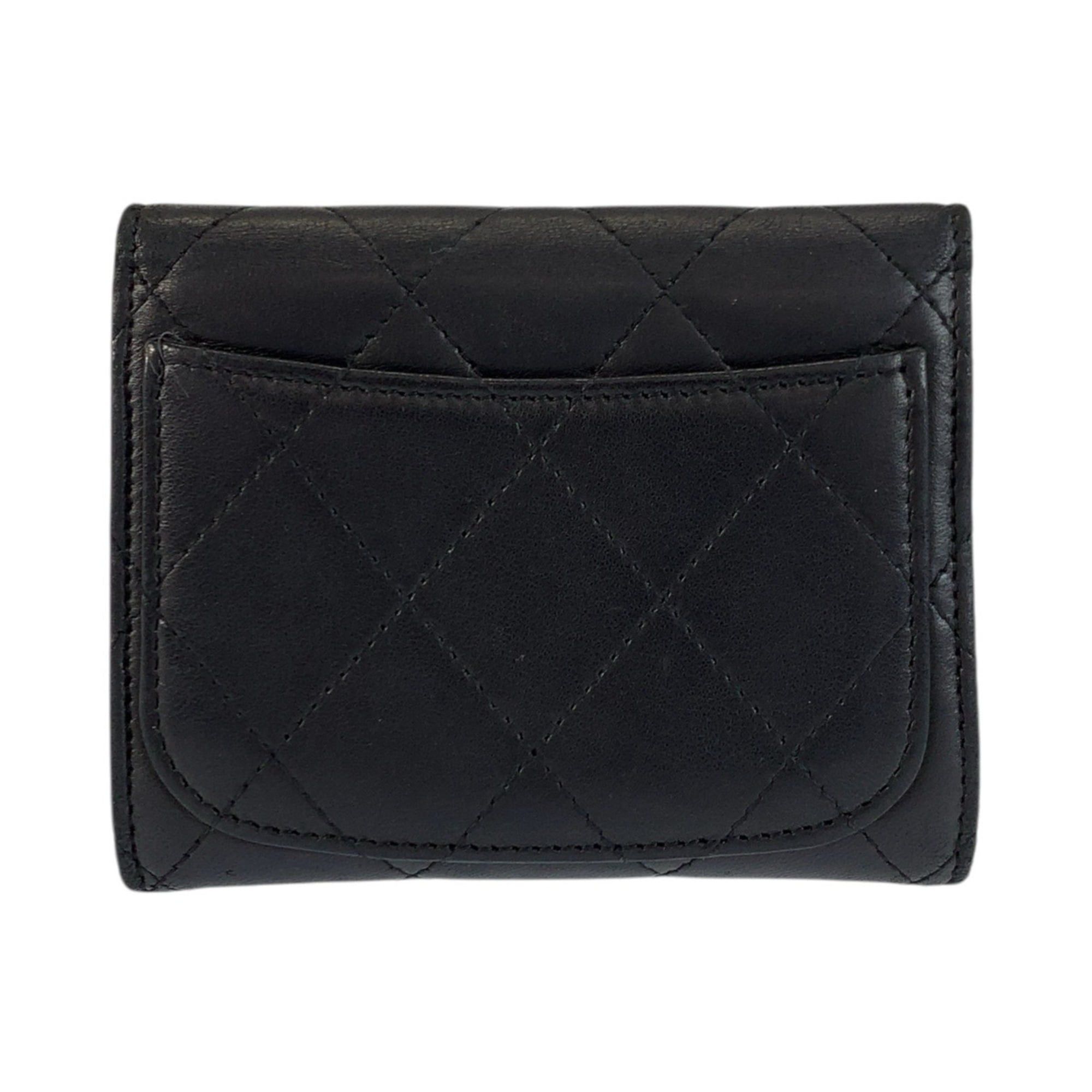 Chanel CHANEL Matelassé Black Leather Wallet/Coin Purse with Silver Hardware - Women's Size ONE SIZE - 2 Thumbnail