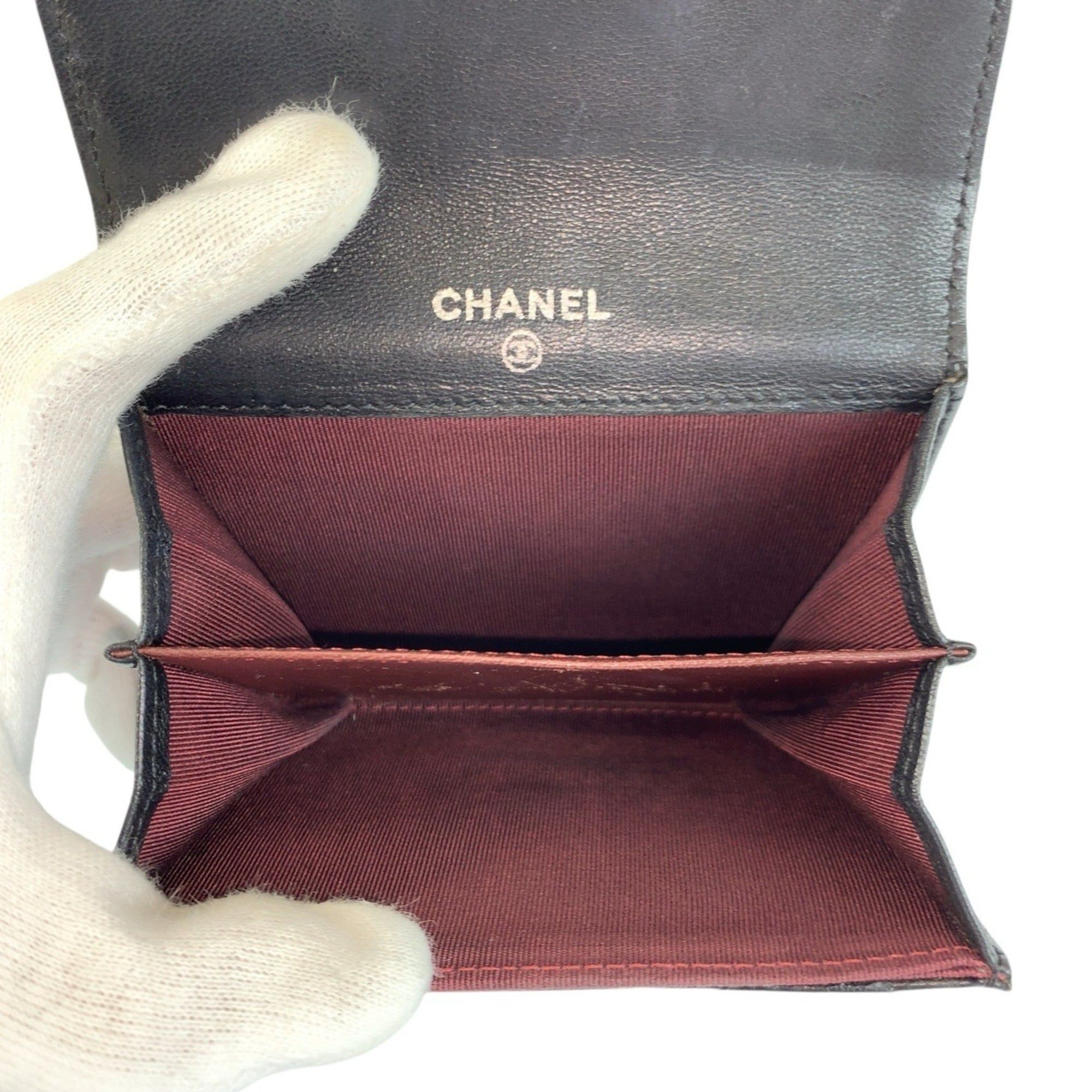 Chanel CHANEL Matelassé Black Leather Wallet/Coin Purse with Silver Hardware - Women's Size ONE SIZE - 5 Thumbnail