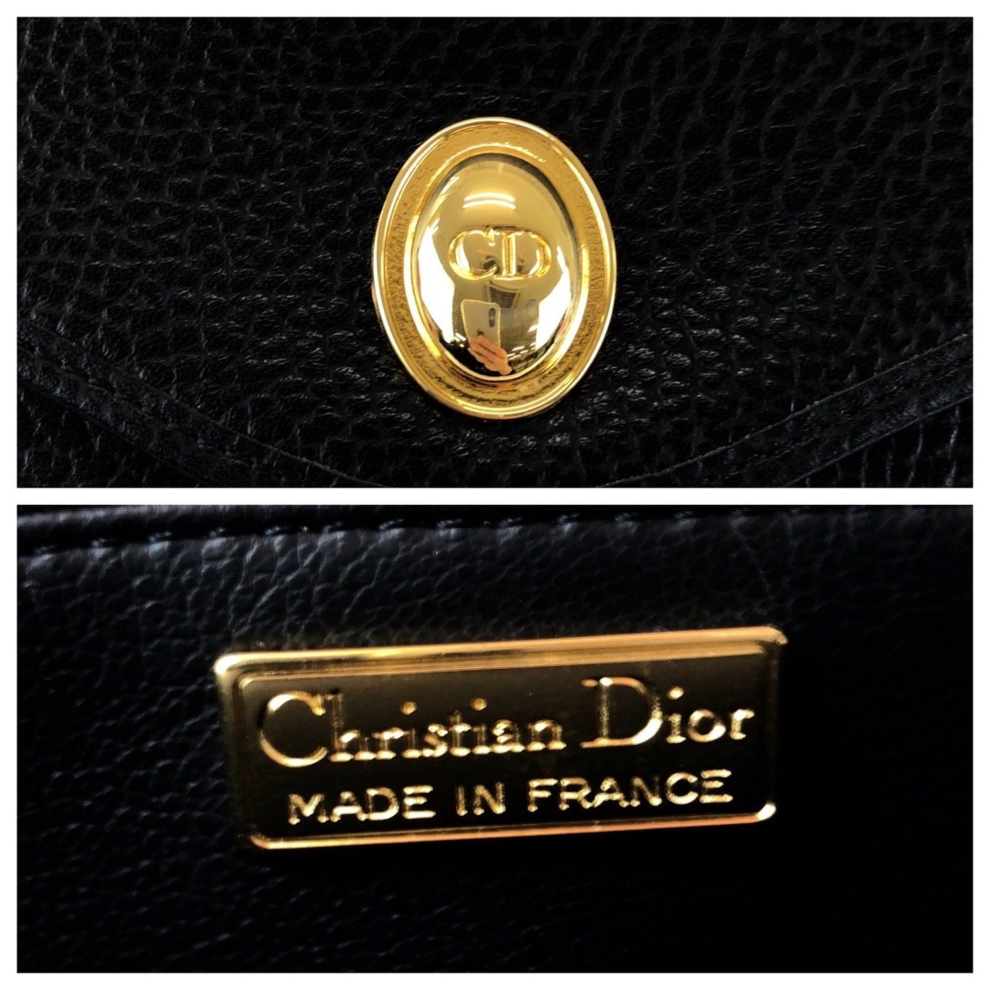 Dior Christian Dior Vintage Black Leather Shoulder Bag/Pouch with Gold Hardware for Women Size ONE SIZE - 4 Thumbnail