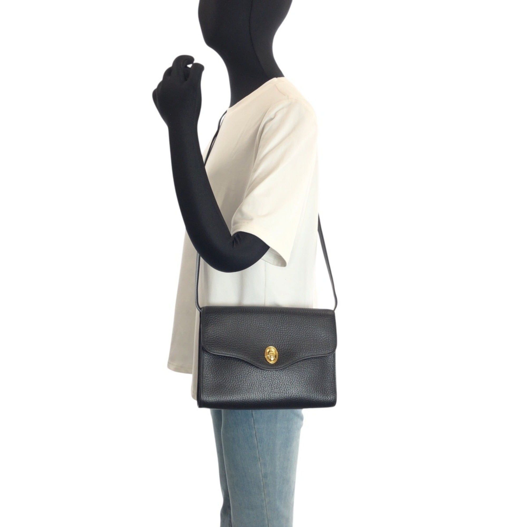 Dior Christian Dior Vintage Black Leather Shoulder Bag/Pouch with Gold Hardware for Women Size ONE SIZE - 6 Thumbnail
