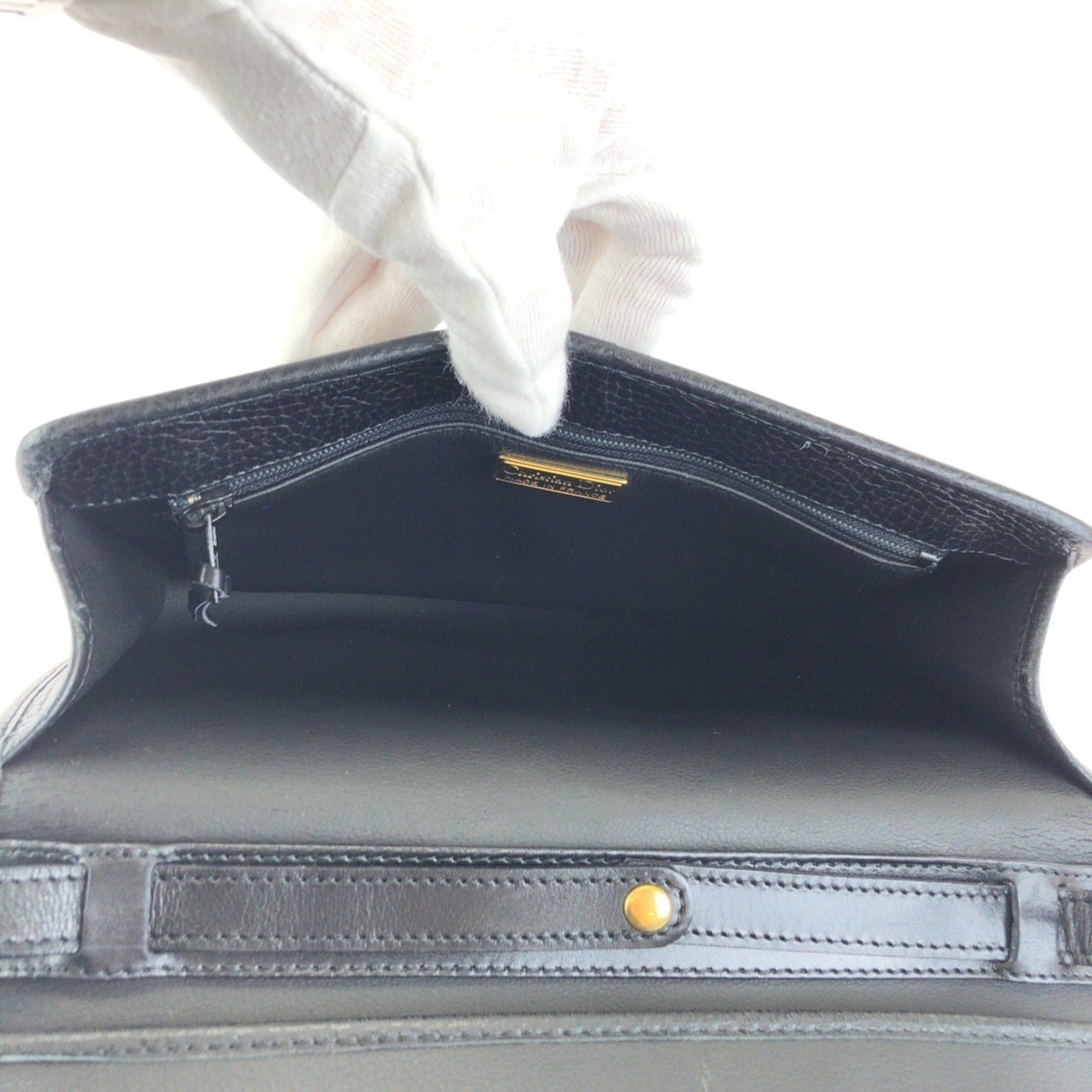 Dior Christian Dior Vintage Black Leather Shoulder Bag/Pouch with Gold Hardware for Women Size ONE SIZE - 8 Thumbnail