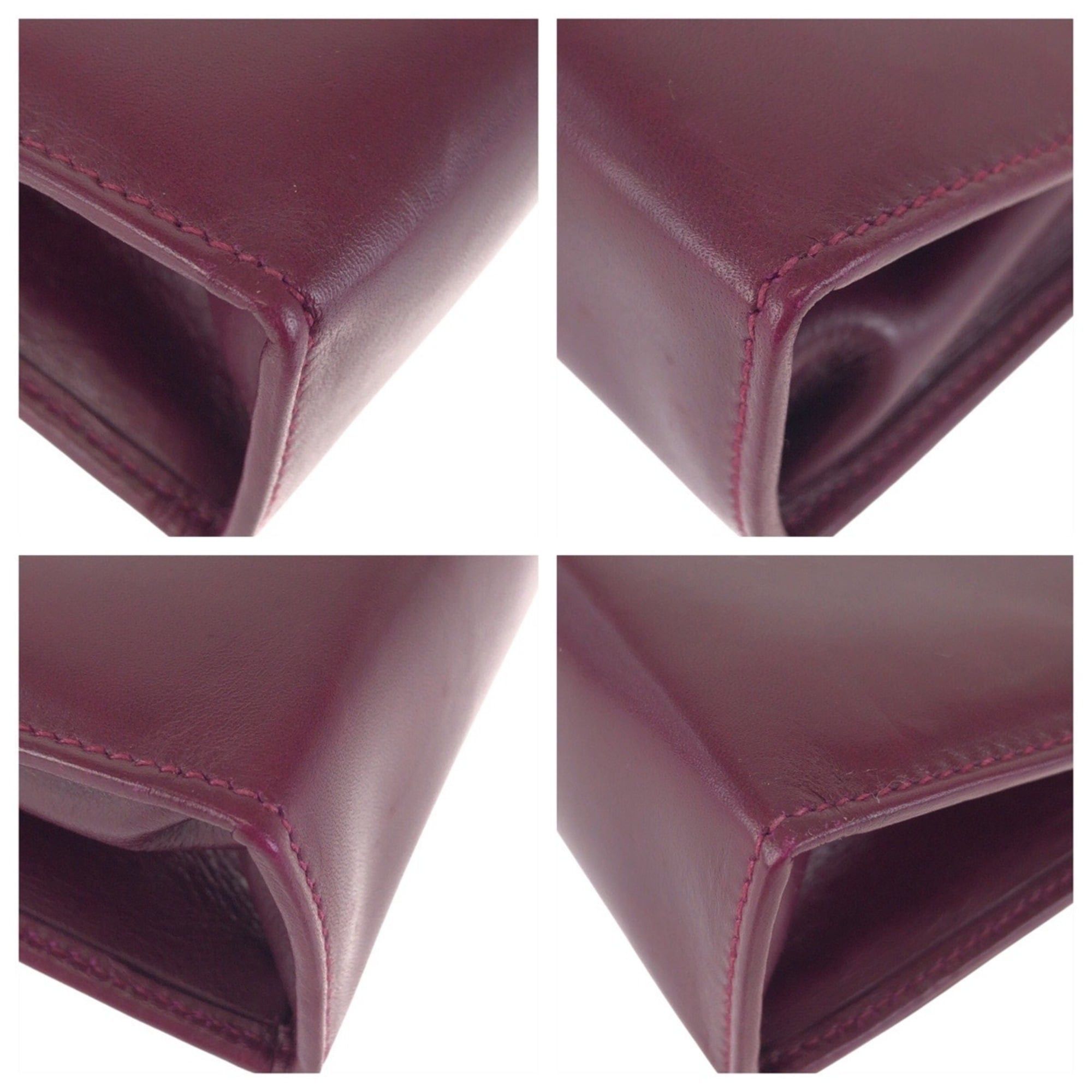 Salvatore Ferragamo Salvatore Ferragamo Gancini Purple Wine Red Leather Handbag Pouch Clutch Bag 222038 for Women Size ONE SIZE - 3 Thumbnail