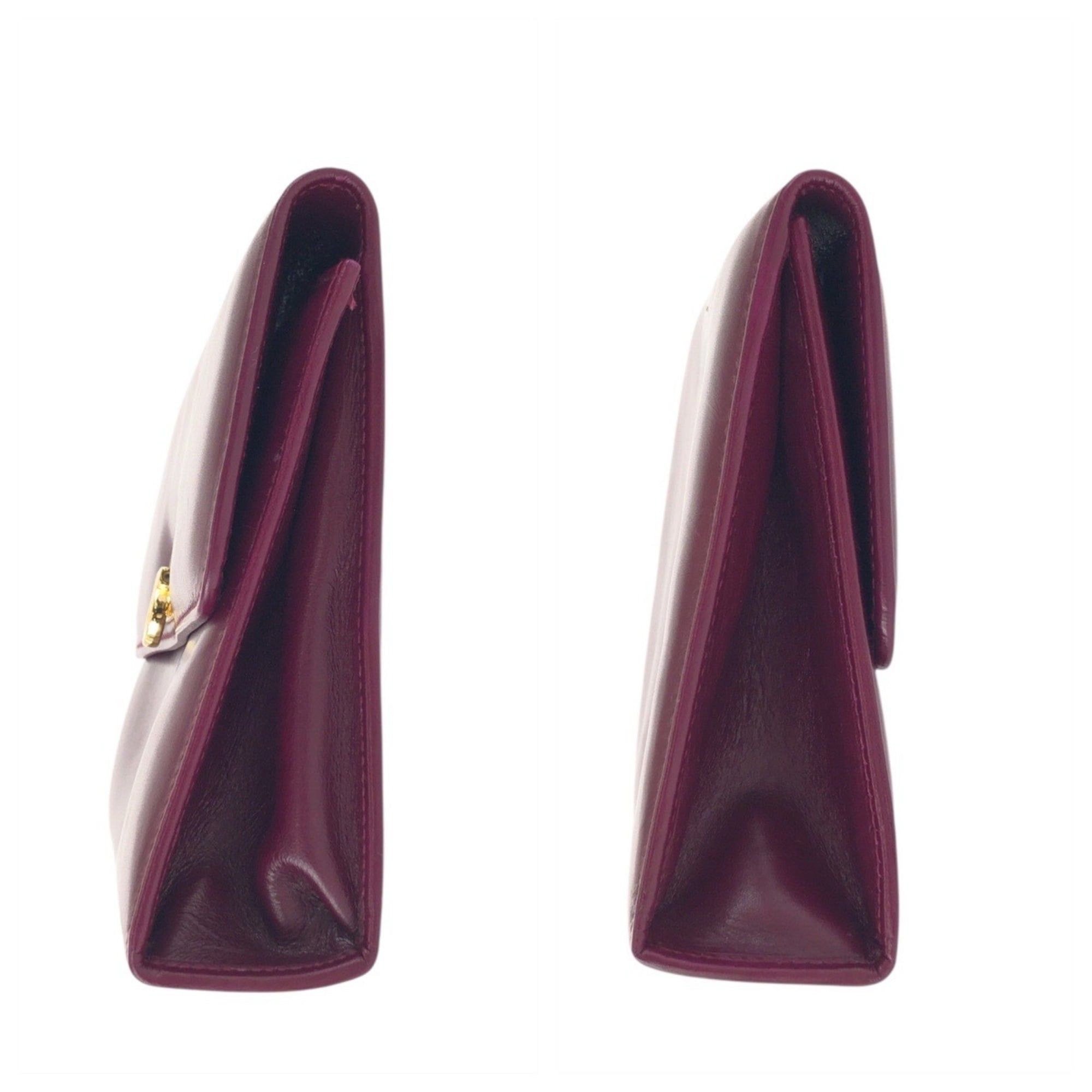 Salvatore Ferragamo Salvatore Ferragamo Gancini Purple Wine Red Leather Handbag Pouch Clutch Bag 222038 for Women Size ONE SIZE - 8 Thumbnail