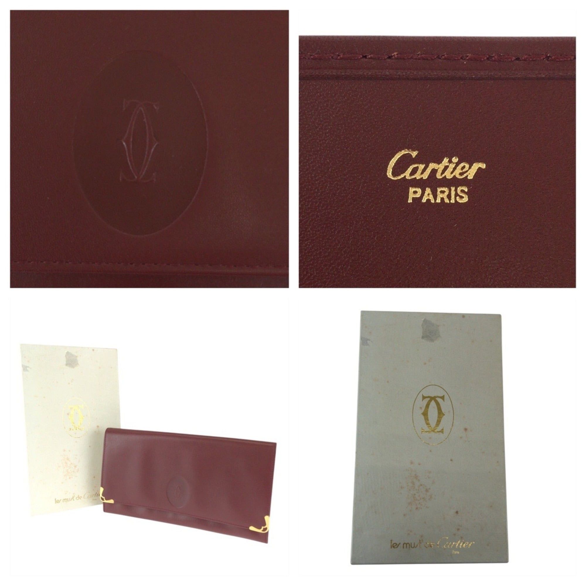 Cartier Cartier Must Line Wine Red Bordeaux Gold Hardware Leather Clutch Bag Second Unisex Men's Size ONE SIZE - 5 Thumbnail