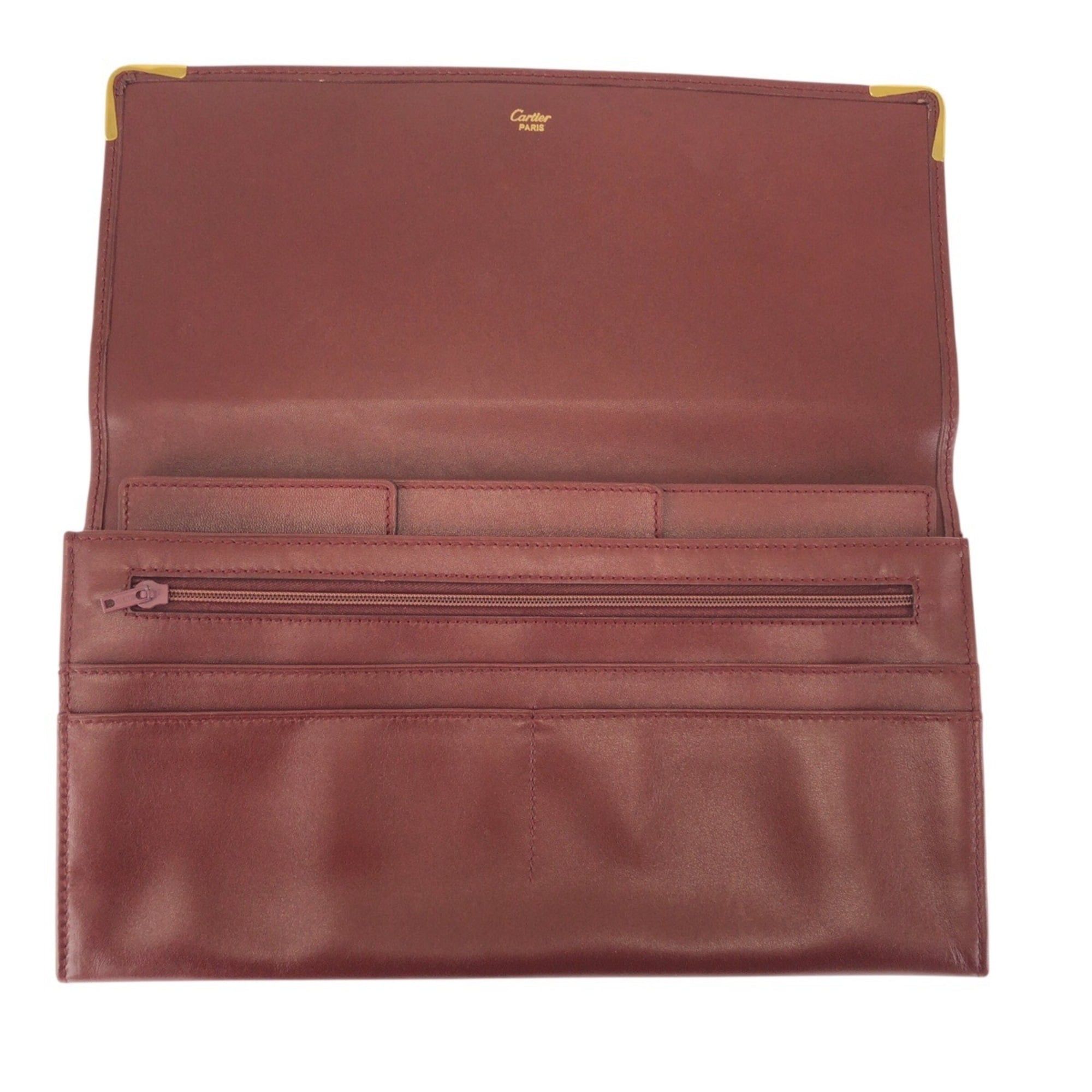 Cartier Cartier Must Line Wine Red Bordeaux Gold Hardware Leather Clutch Bag Second Unisex Men's Size ONE SIZE - 7 Thumbnail