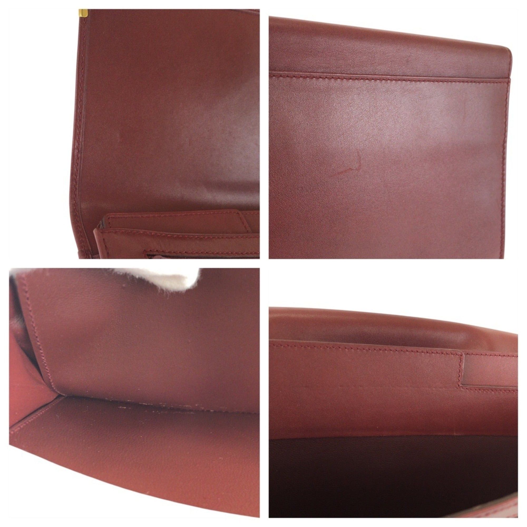 Cartier Cartier Must Line Wine Red Bordeaux Gold Hardware Leather Clutch Bag Second Unisex Men's Size ONE SIZE - 6 Thumbnail