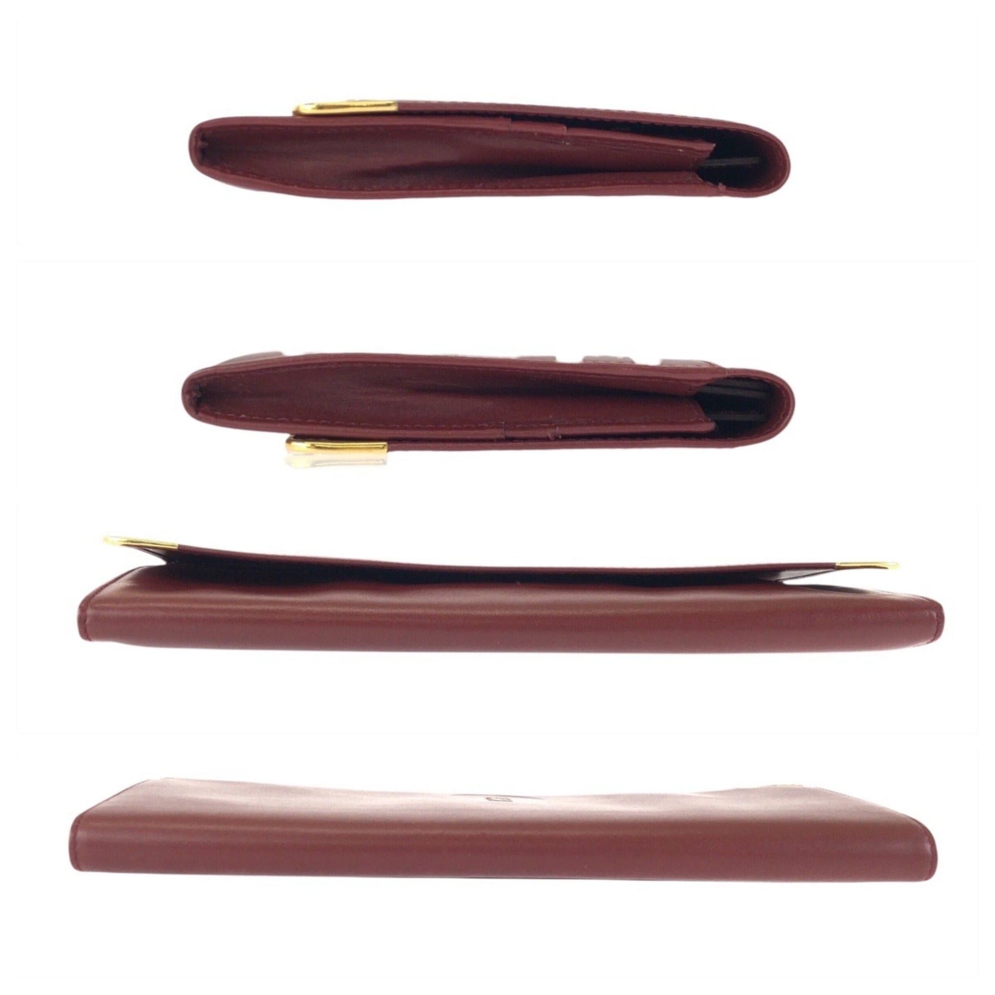 Cartier Cartier Must Line Wine Red Bordeaux Gold Hardware Leather Clutch Bag Second Unisex Men's Size ONE SIZE - 10 Thumbnail
