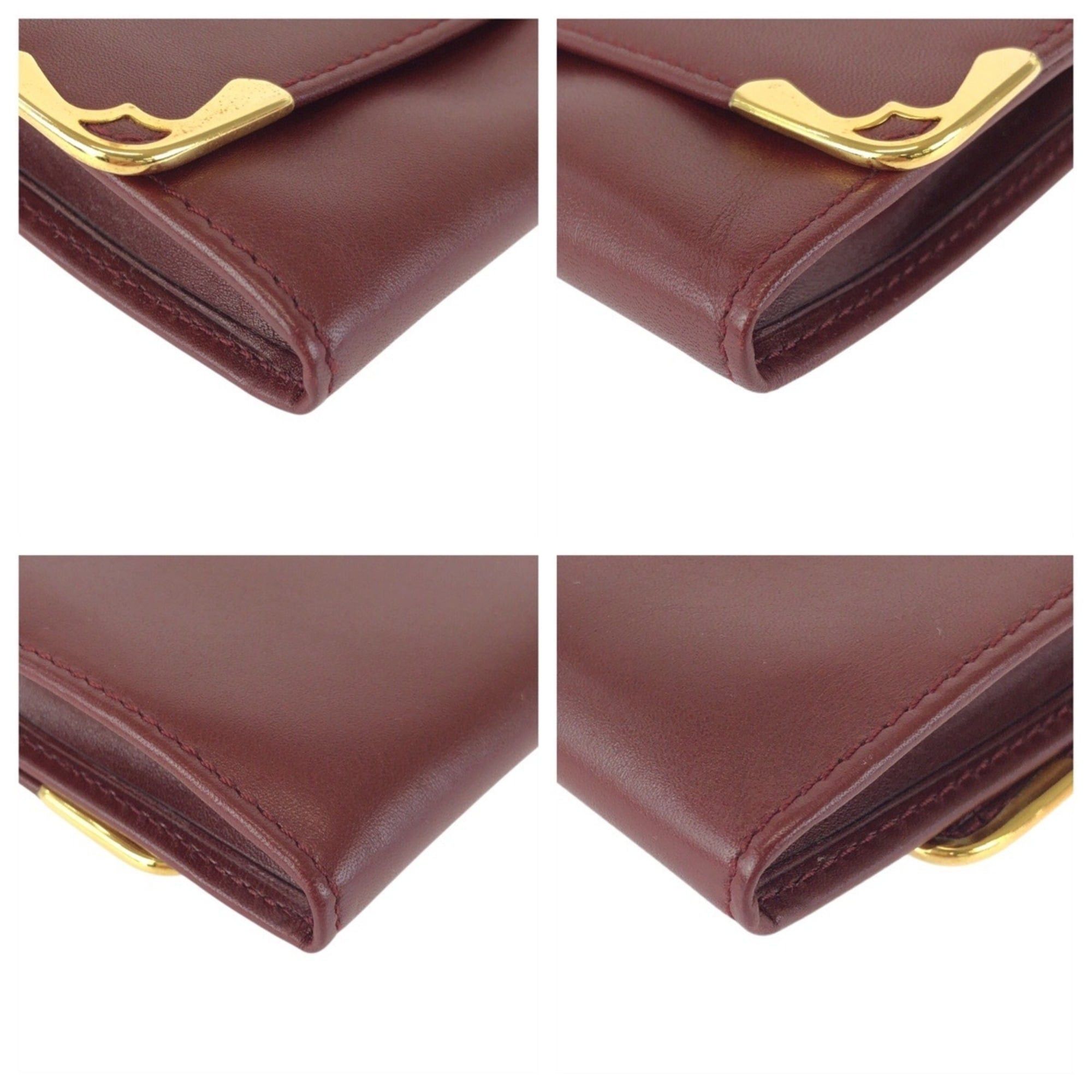 Cartier Cartier Must Line Wine Red Bordeaux Gold Hardware Leather Clutch Bag Second Unisex Men's Size ONE SIZE - 3 Thumbnail