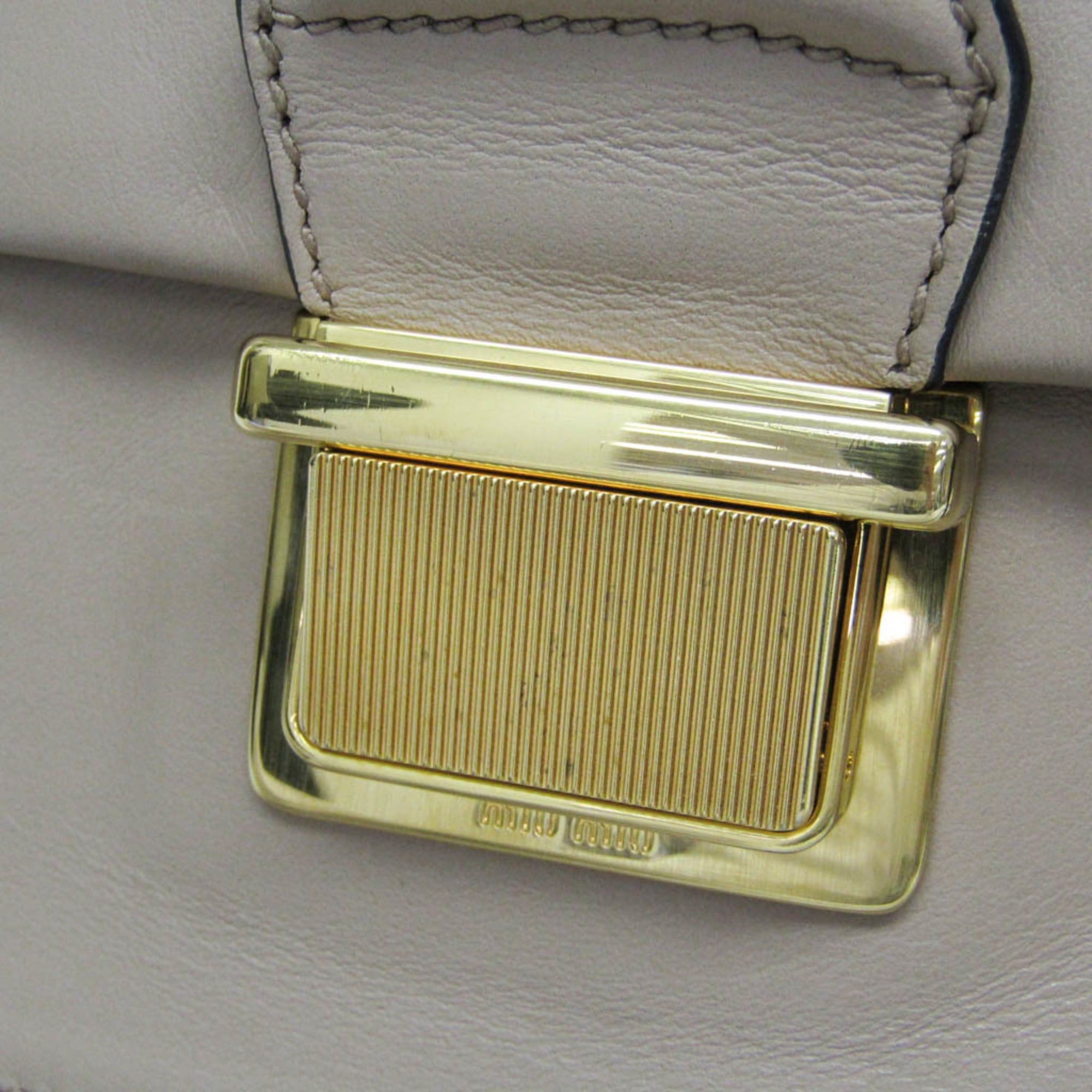 Miu Miu Miu Miu Women's Leather Handbag,Shoulder Bag Light Beige Size ONE SIZE - 6 Thumbnail
