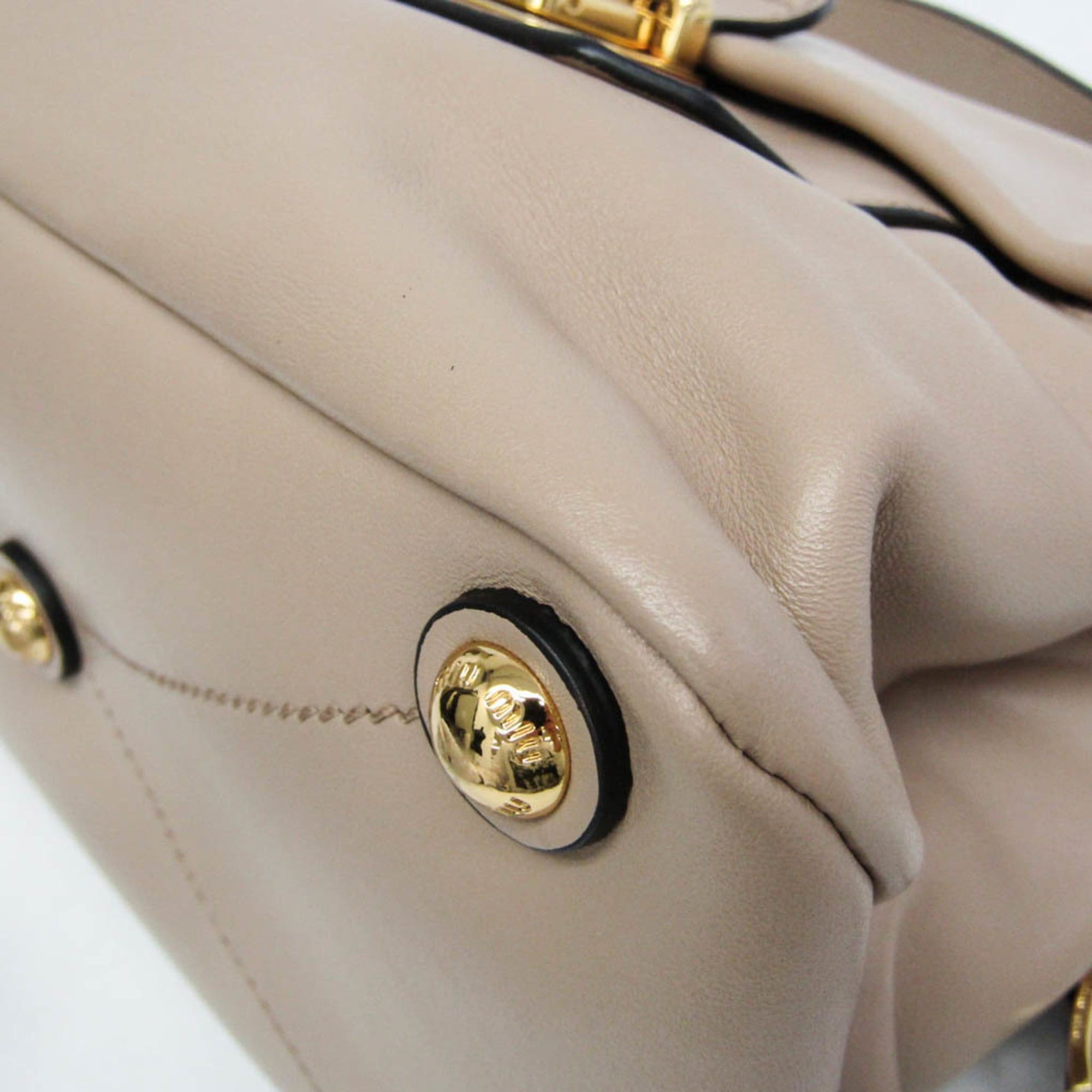Miu Miu Miu Miu Women's Leather Handbag,Shoulder Bag Light Beige Size ONE SIZE - 4 Thumbnail