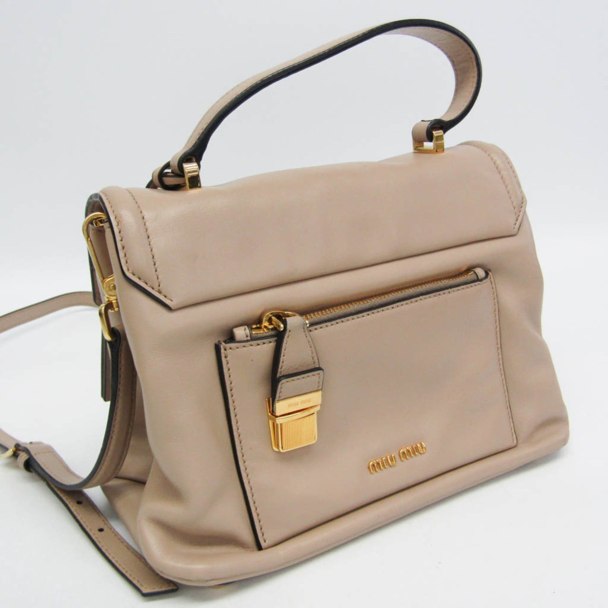 Miu Miu Miu Miu Women's Leather Handbag,Shoulder Bag Light Beige Size ONE SIZE - 5 Thumbnail