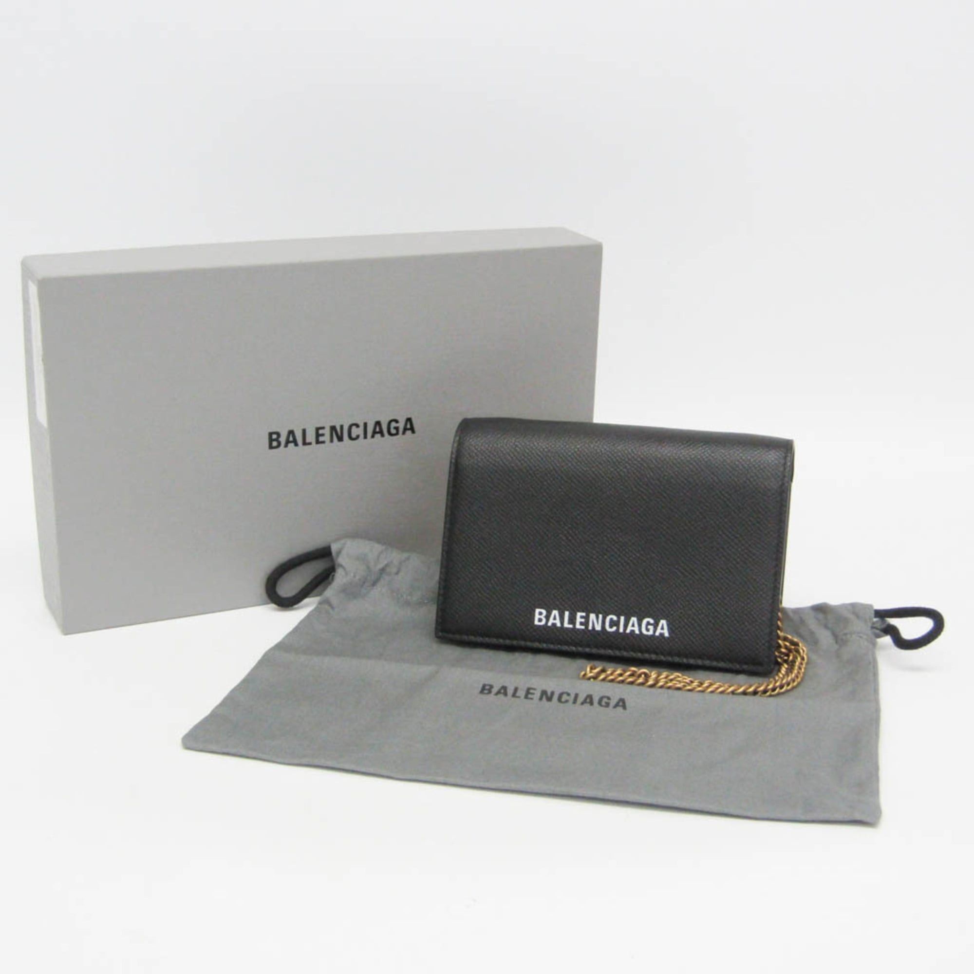 Balenciaga Balenciaga 581100 Women's Leather Chain/Shoulder Wallet Black Size ONE SIZE - 2 Thumbnail