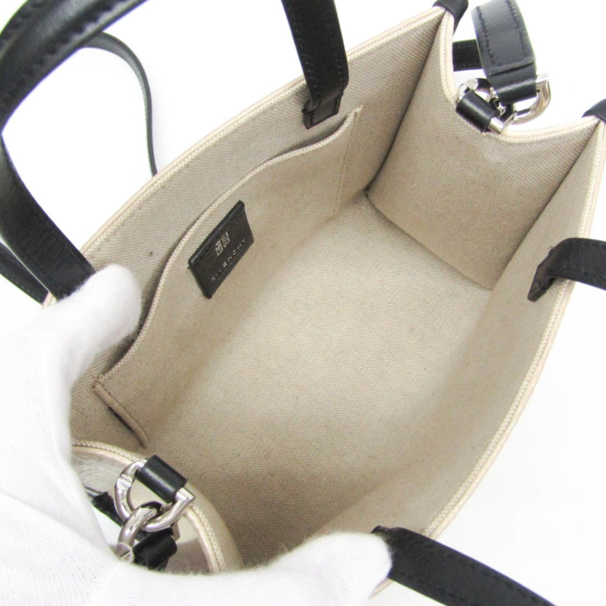 Givenchy Givenchy G Tote Mini Bag BB50N0B1H1 105 Women's Canvas,Leather Handbag,Shoulder Bag Black,Light Beige Size ONE SIZE - 3 Thumbnail