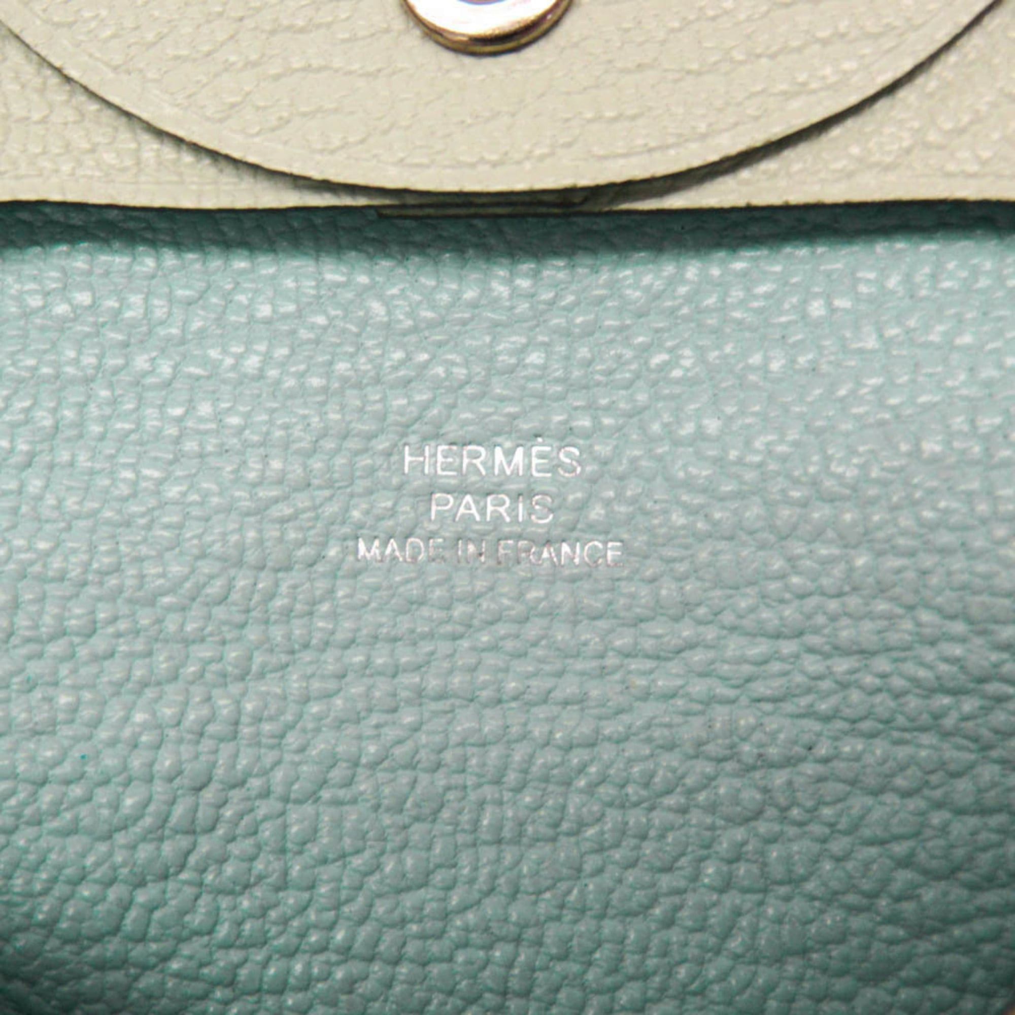 Hermes Hermes Bastia Verso Men,Women Chevre Leather Coin Purse/coin Case Light Blue,Light Green Size ONE SIZE - 9 Thumbnail