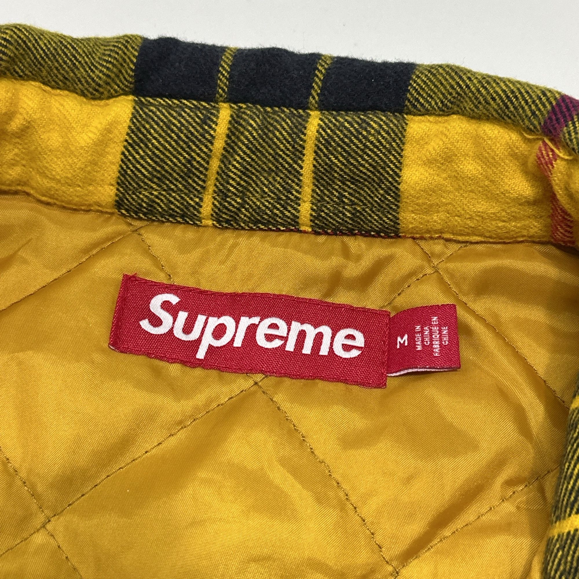 Supreme Supreme Yellow Quilted Plaid Shirt Size M Size US M / EU 48-50 / 2 - 3 Thumbnail