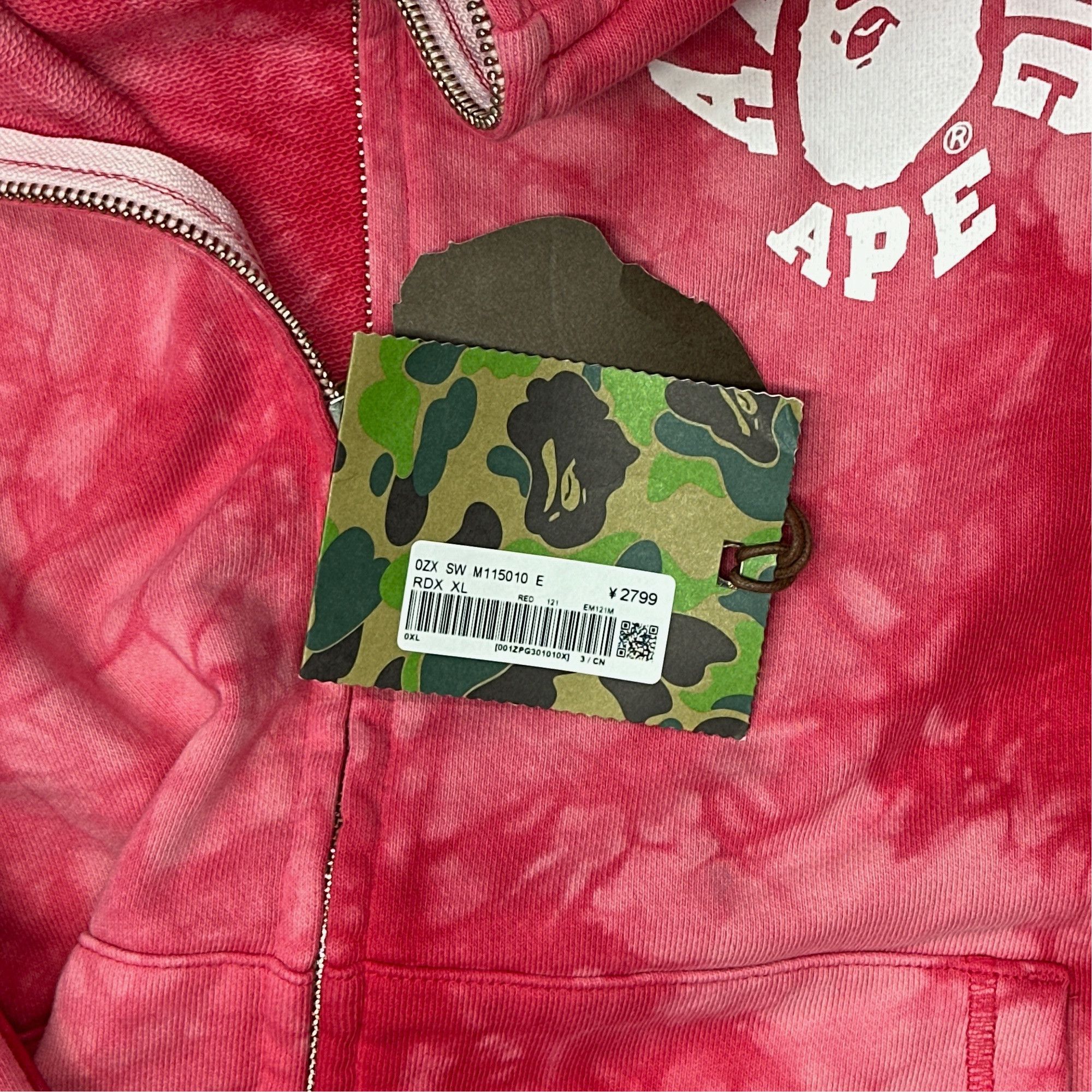 Bape A BATHING APE Tie-Dye Zip Up Hoodie Red Size XL Size US XL / EU 56 / 4 - 3 Thumbnail