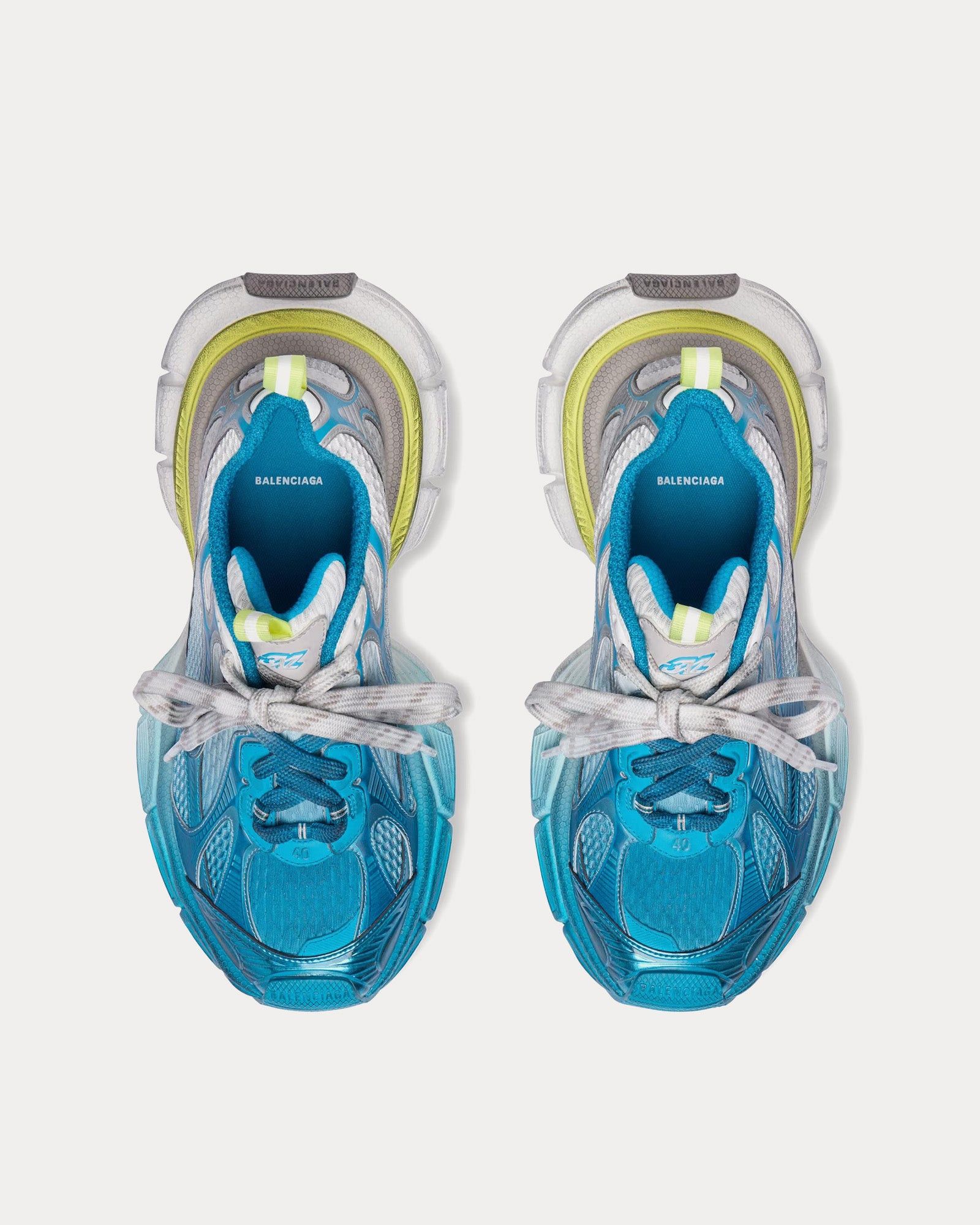 Balenciaga 3XL Toe Spray White / Blue / Yellow Low Top Sneakers Size US 6 / EU 39 - 2 Thumbnail