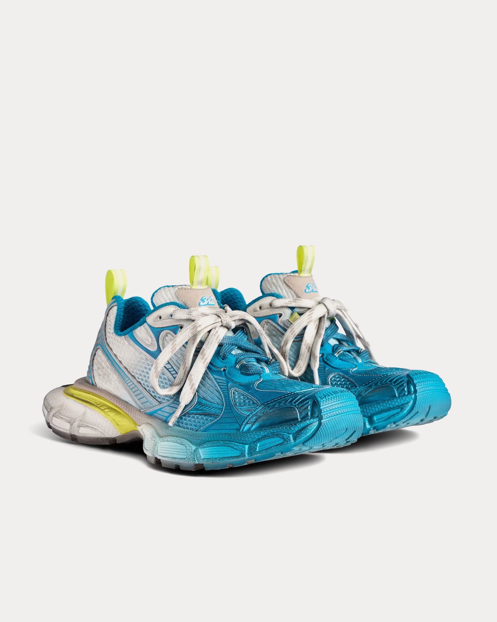 Balenciaga 3XL Toe Spray White / Blue / Yellow Low Top Sneakers Size US 13 / EU 46 - 3 Thumbnail