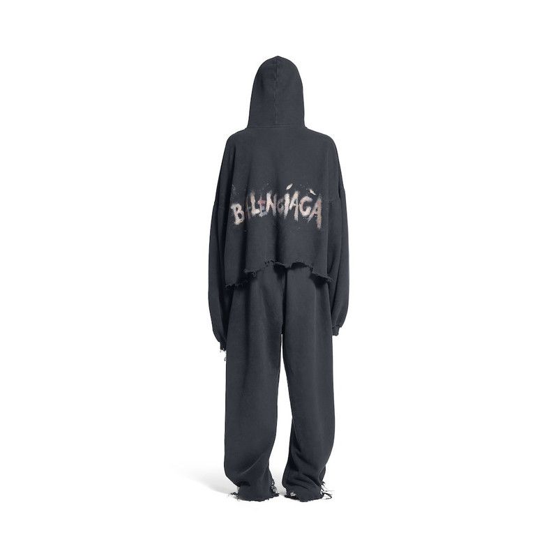 Balenciaga PROMO Balenciaga Nail Polish Cropped Sweatpants in Faded Black Size US 30 / EU 46 - 2 Thumbnail