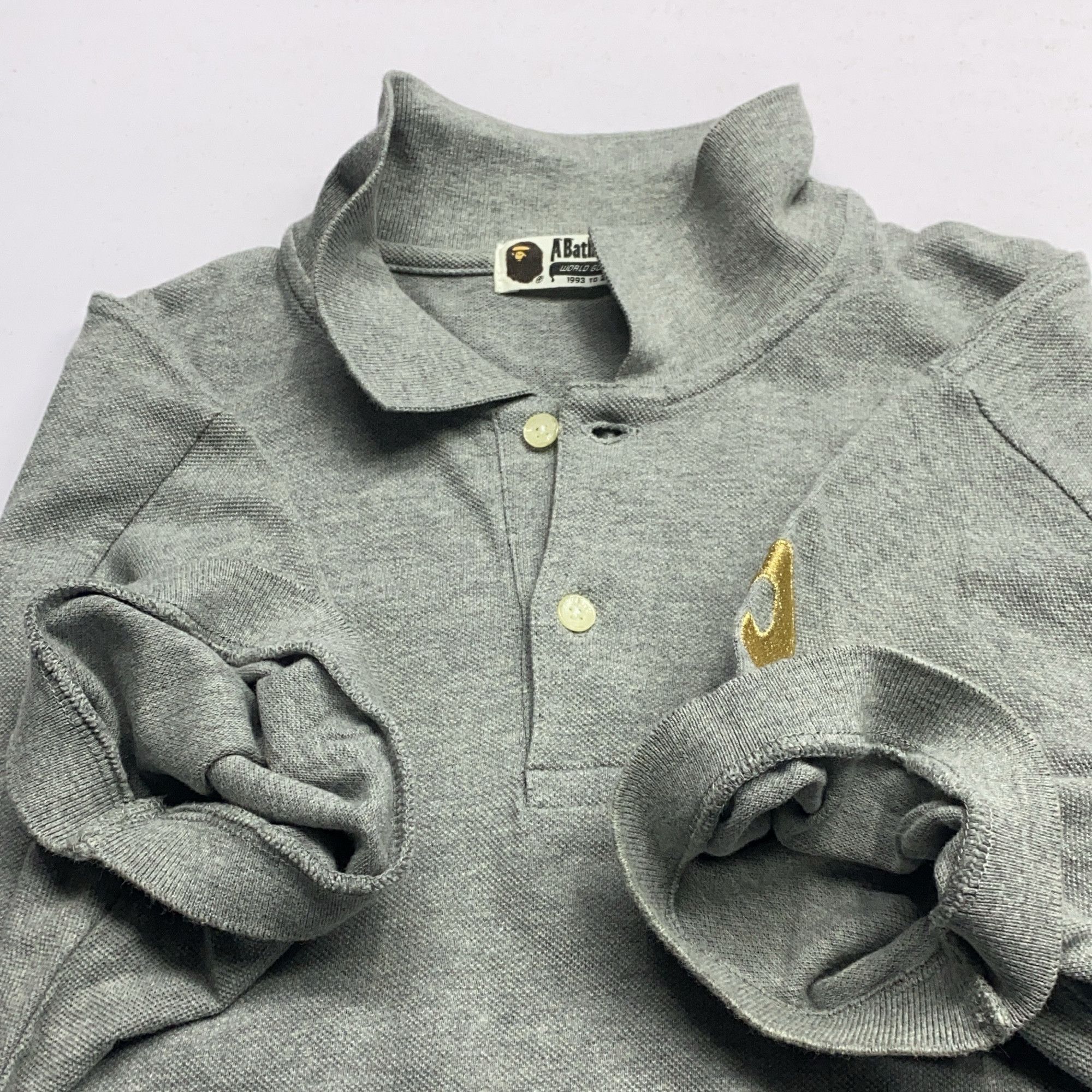 Bape A BATHING APE Gold Ape Head Polo Shirt Size L Size US L / EU 52-54 / 3 - 10 Thumbnail